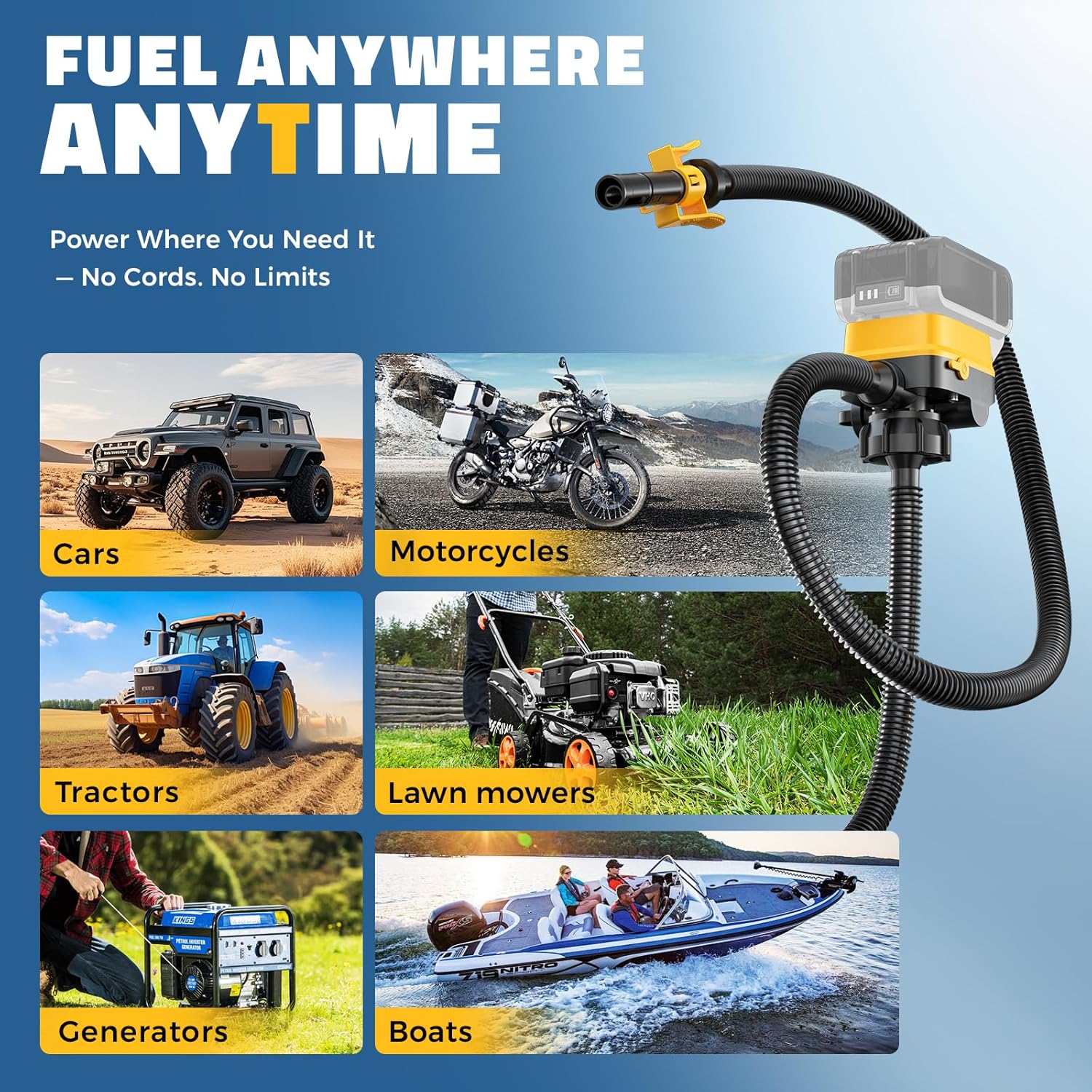 Thumbnail 6 de DIYtoolifz Cordless Fuel Transfer Pump with Auto-Stop (3.2 GPM) for DeWalt 20V & Milwaukee 18V Batteries