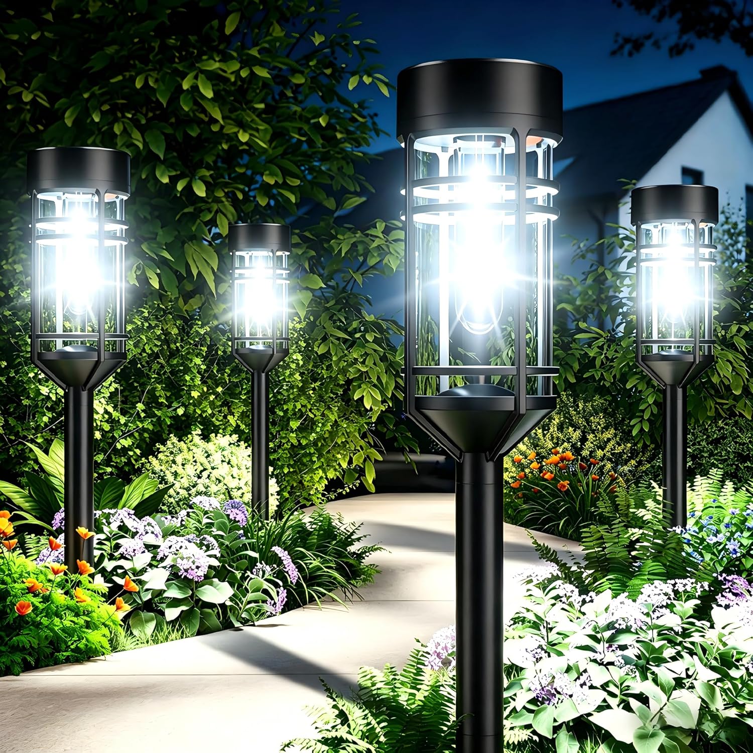 Thumbnail 6 de Amzarp 8 Pack Solar Garden Lights: Bright 3000K Warm White LED Pathway Lights