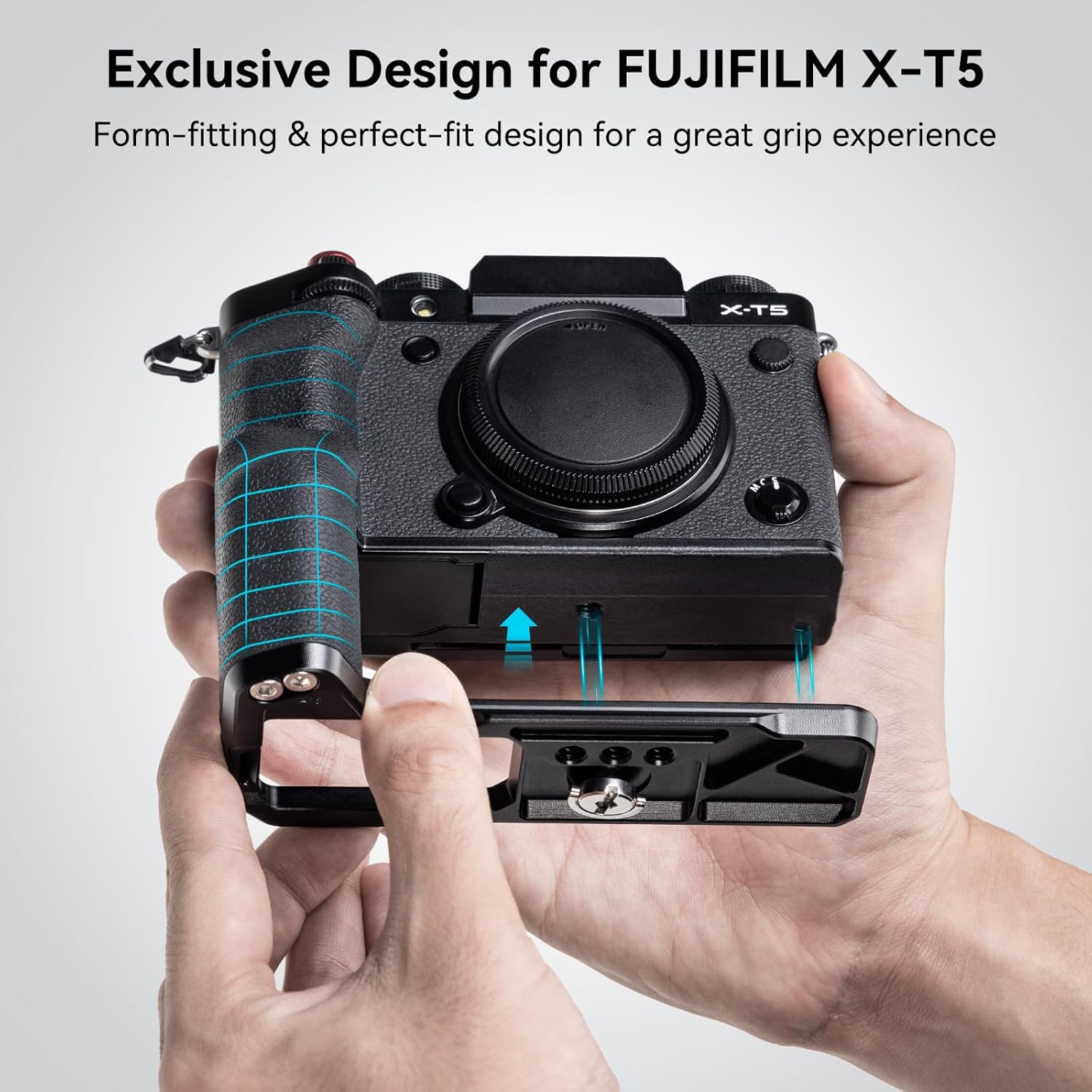 Detalle de SmallRig X-T5 L-Bracket Grip mit Arca-Swiss Schnellwechselplatte und Silikon-Handgriff (für Fujifilm X-T5) – 4260