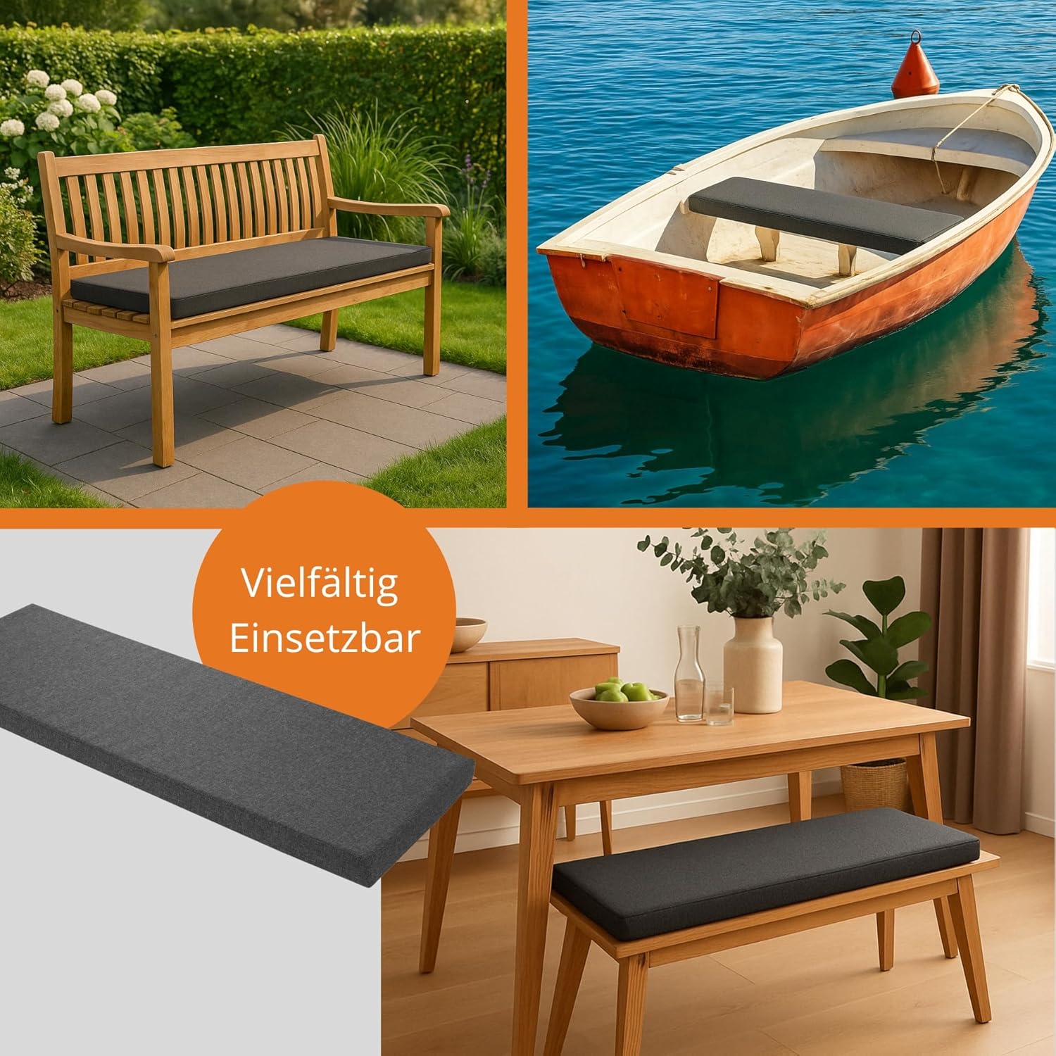 Thumbnail 1 de sleepling Bankauflage 110x40 cm dunkelgrau – Outdoor & Indoor Sitzkissen mit waschbarem Bezug