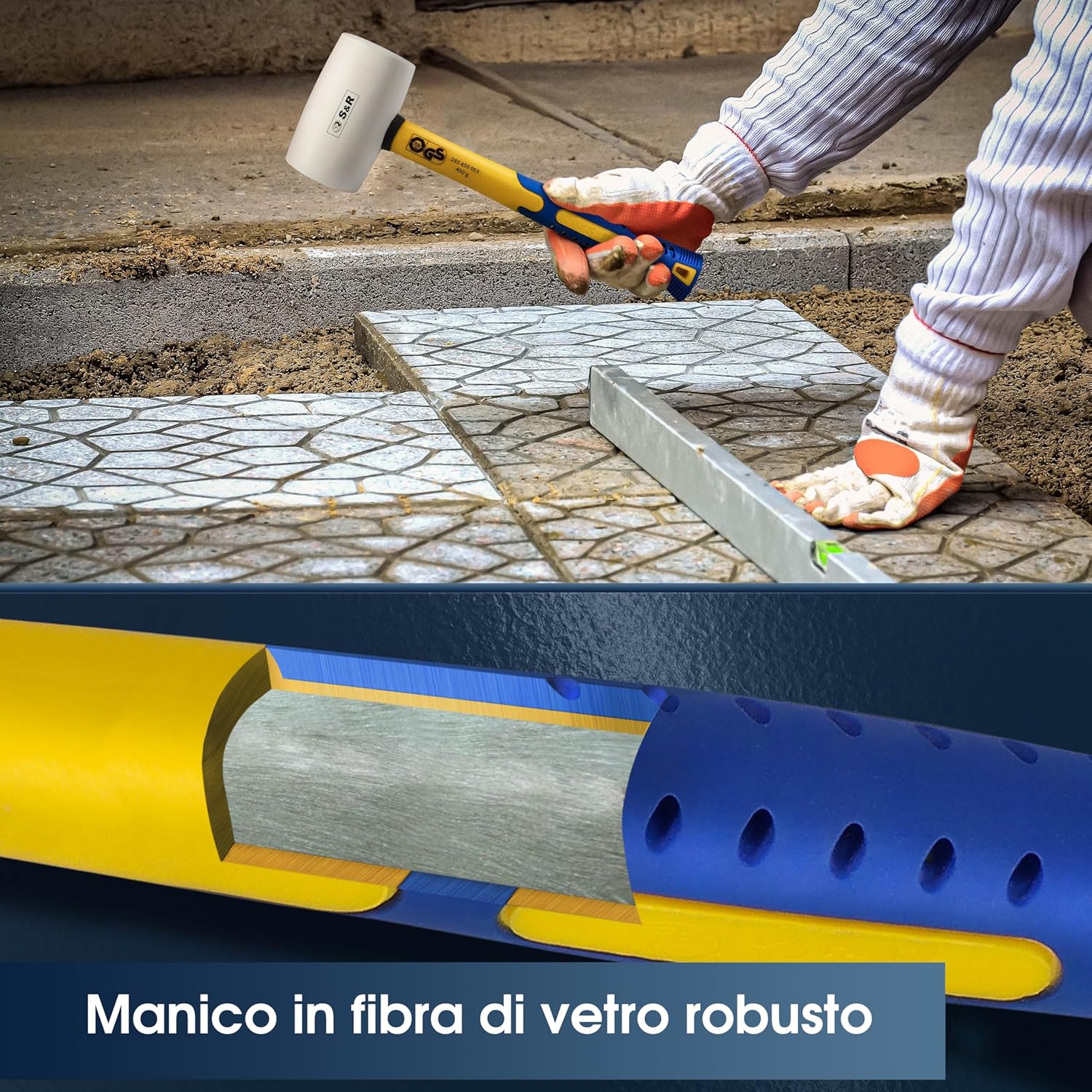 Thumbnail 3 de S&R Martello in gomma bianca 450 g – 55 mm: precisione e protezione per lavori delicati