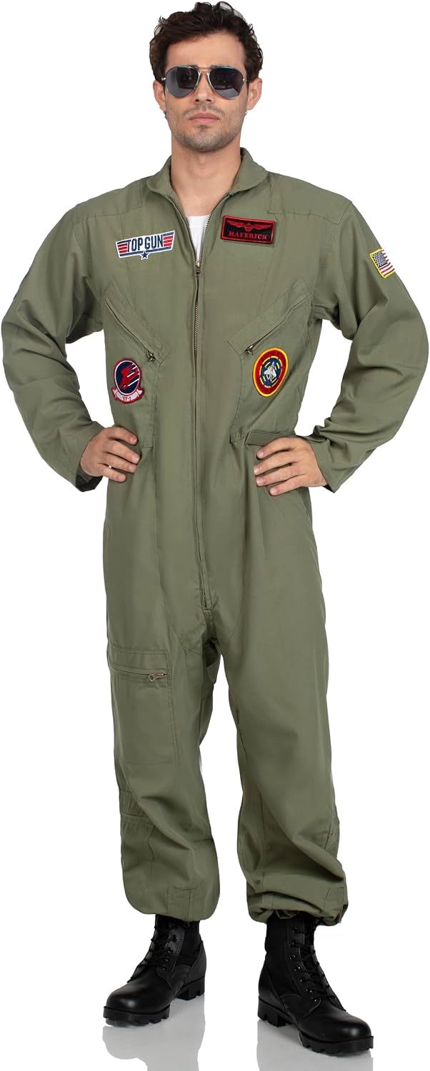 Detalle de Leg Avenue Men's Top Gun Flight Suit Costume with Interchangeable Badges