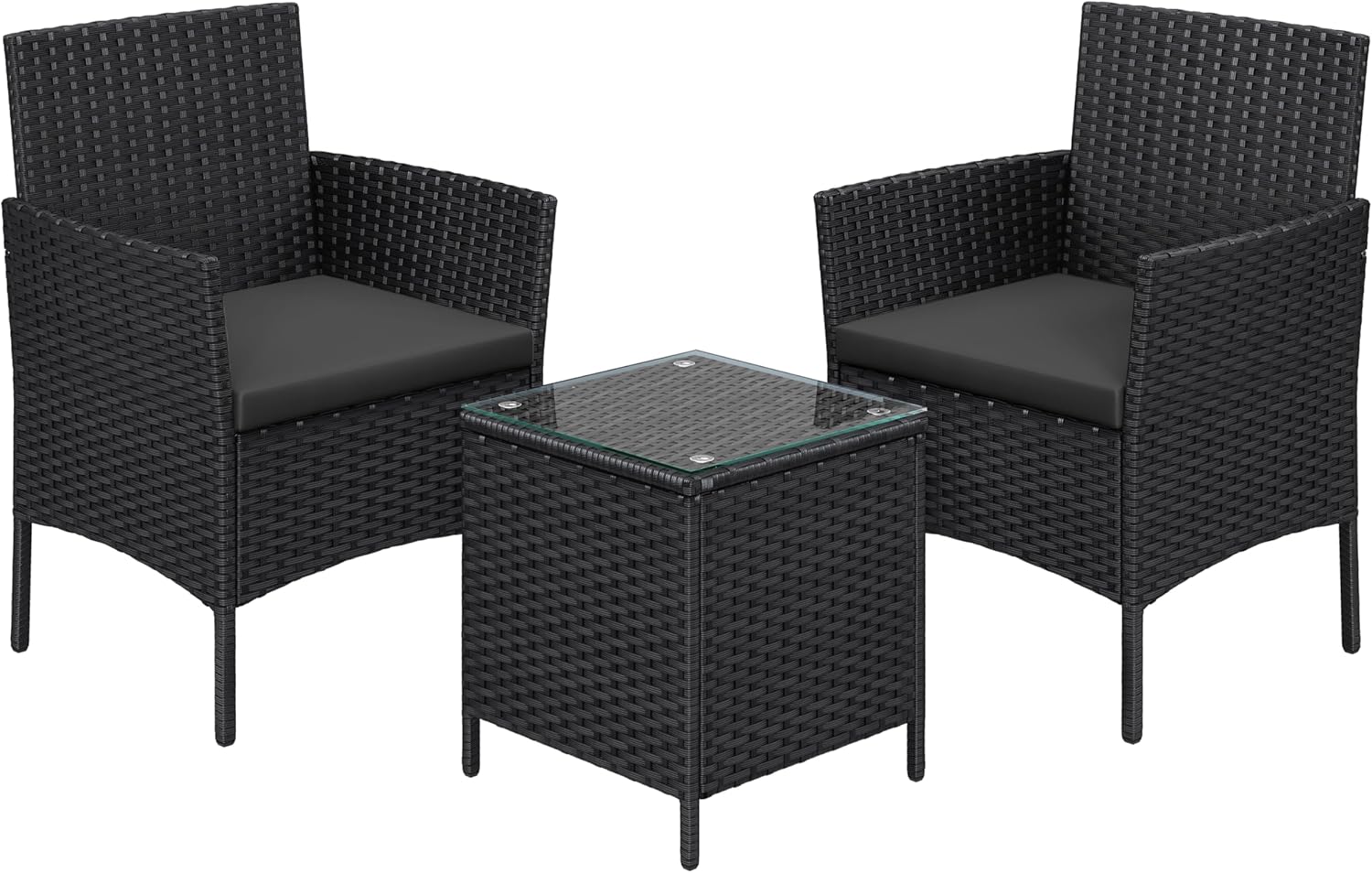 Salon de jardin SONGMICS 2 places en résine tressée PE (GGF003BZ03) avec table et 2 fauteuils