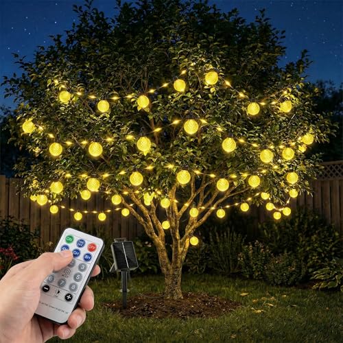 Detalle de Guirnaldas Luces Exterior Solar 17M 100 LED con 25 Lámparas de Piña y Mando a Distancia — BG9D
