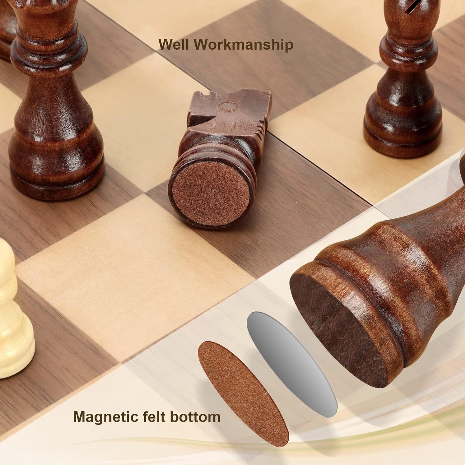 Thumbnail 2 de Wooden Magnetic Chess Set 15-inch Board ♟