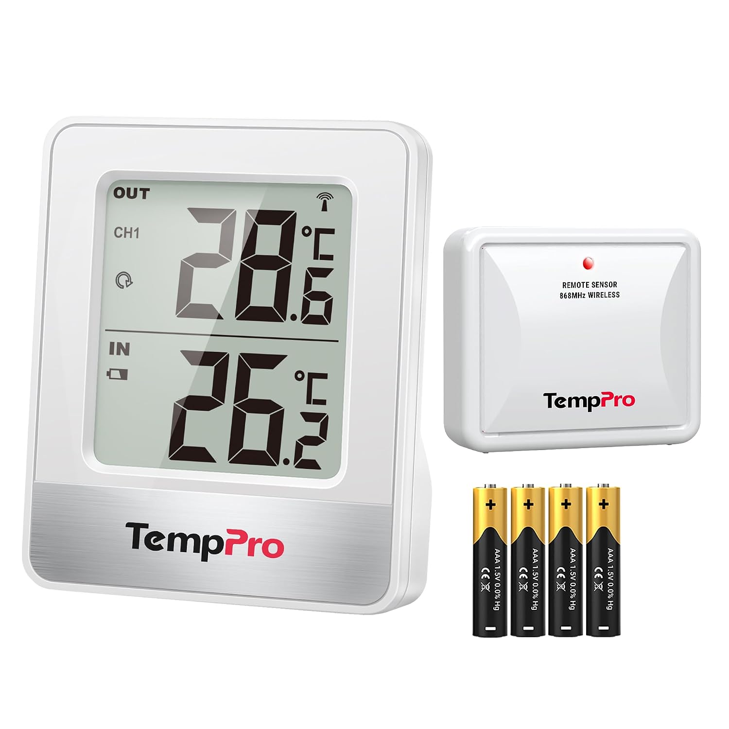 Detalle de TempPro TP200C draadloze binnen-buitenthermometer met bereik van 150 m