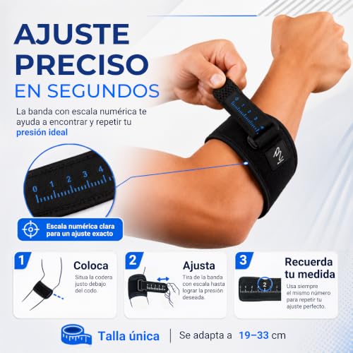 Detalle de Matmar Codera Epicondilitis: Cincha ajustable con gel 3D para codo (Azul) - Anti-deslizante