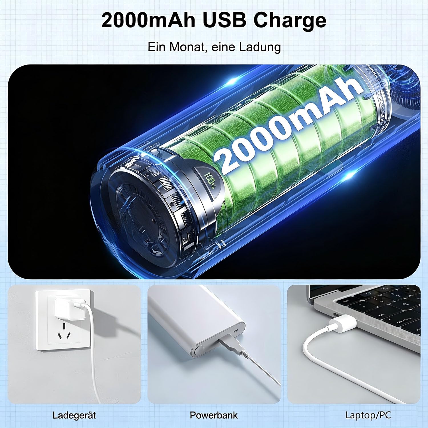 Thumbnail 4 de YOUBST Elektrische Fliegenklatsche 5000V mit Akku (2er-Set) & UV-Lichtfalle, USB Typ-C