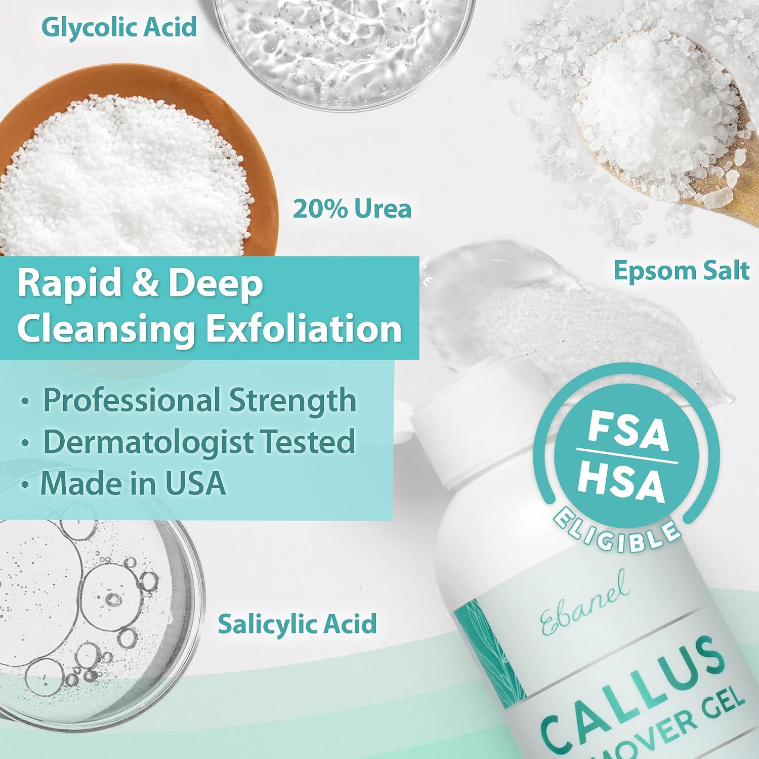 Thumbnail 1 de Ebanel Salon Grade Callus Remover Gel with 20% Urea – Pedicure Gel Peel for Feet, Heels, and Dry Skin