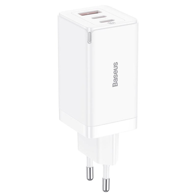 Baseus GaN5 Pro: Cargador de Pared 65 W con 3 Puertos (Blanco)