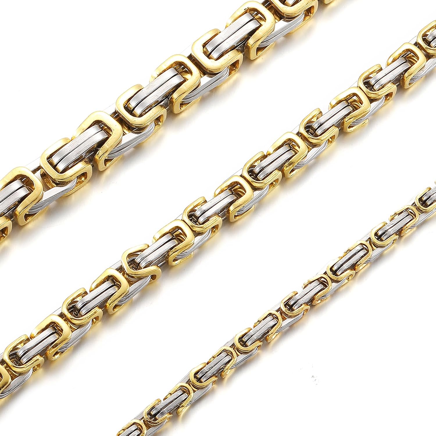 Detalle de RWQIAN Herren Königskette Kette Männer Wikinger Byzantinische Plattenkette Edelstahl Silber/Schwarz/Gold 45-65 cm