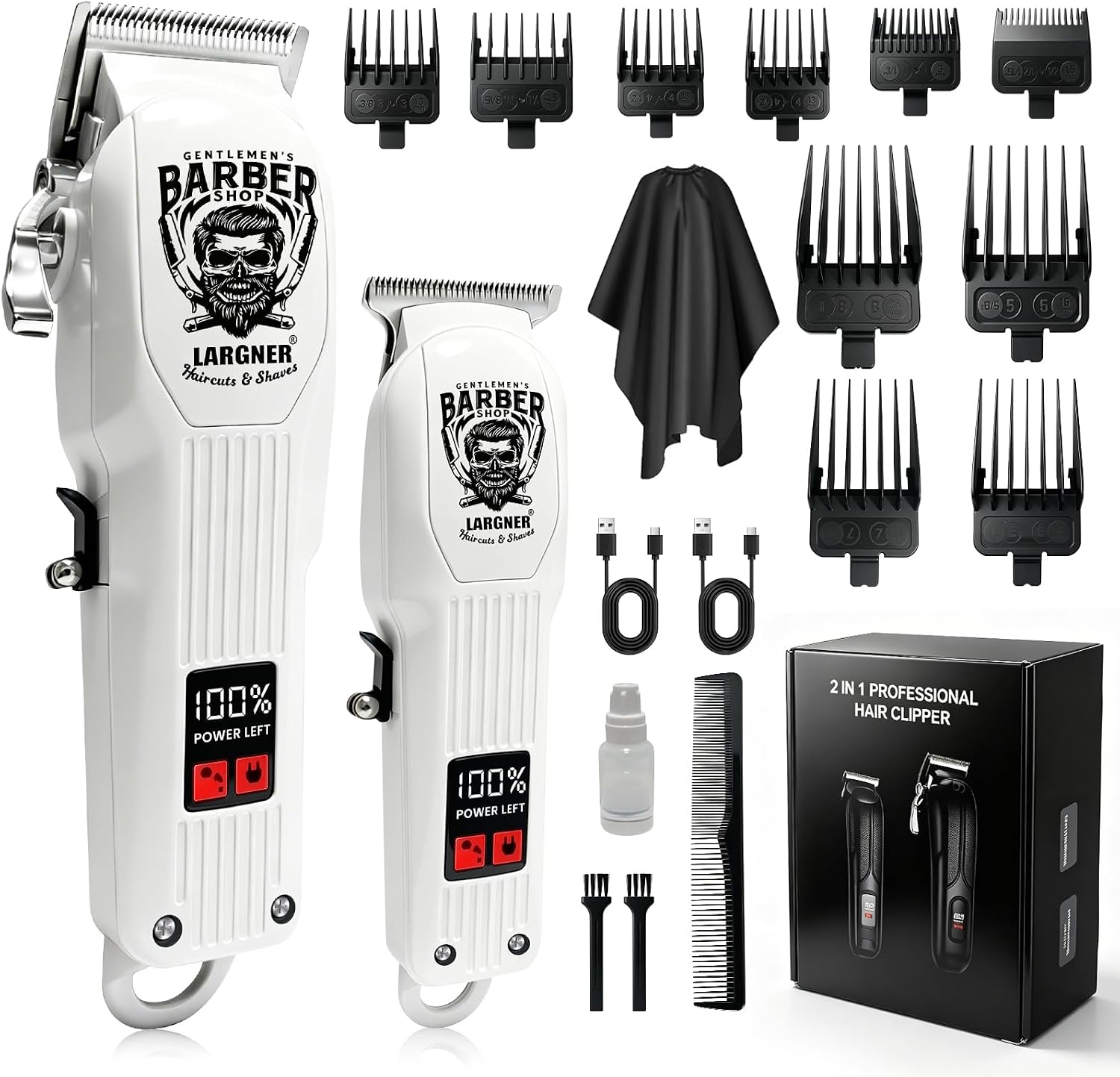 Detalle de Hair Clippers for Men: 2-in-1 Professional Cordless Hair Trimmer Set with 6500RPM Motor