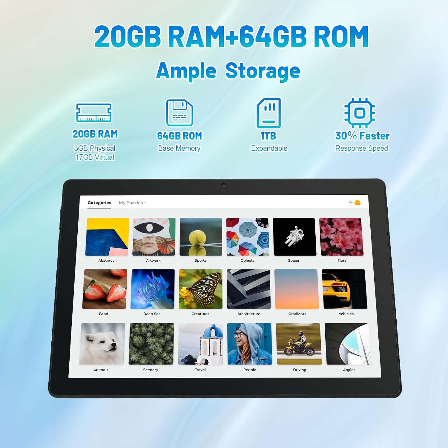 Thumbnail 3 de Hakaug 10-Inch Android Tablet with 20GB RAM, 64GB ROM and 1TB Expansion