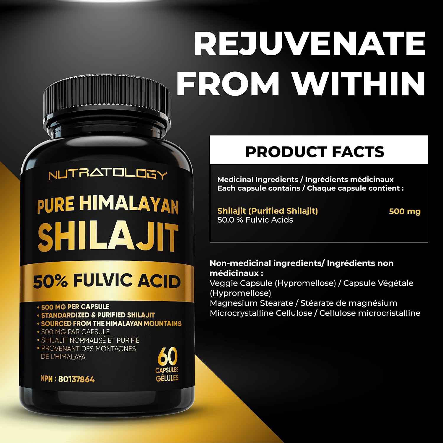 Detalle de Nutratology Shilajit Capsules 50% Fulvic Acid
