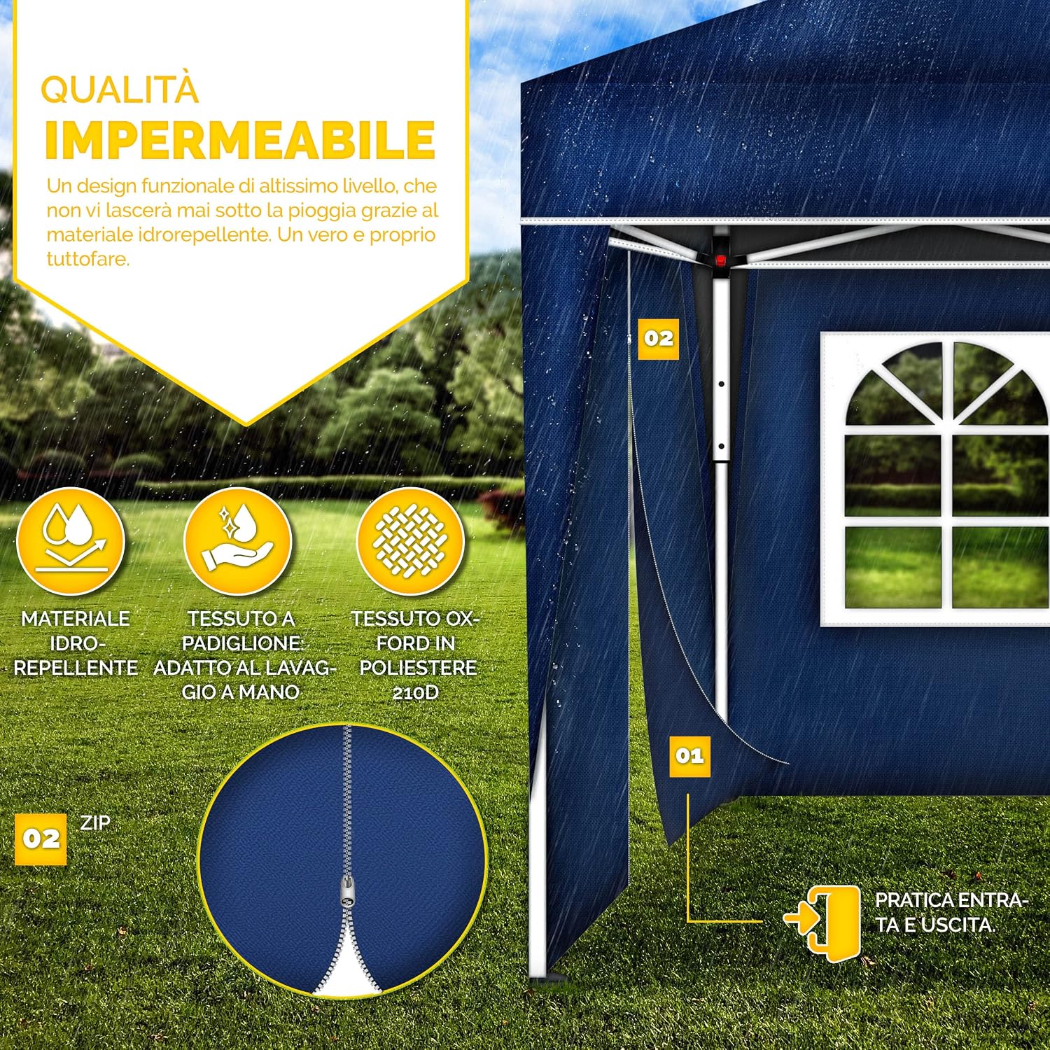 Thumbnail 4 de tillvex Gazebo 3x3m impermeabile per giardino