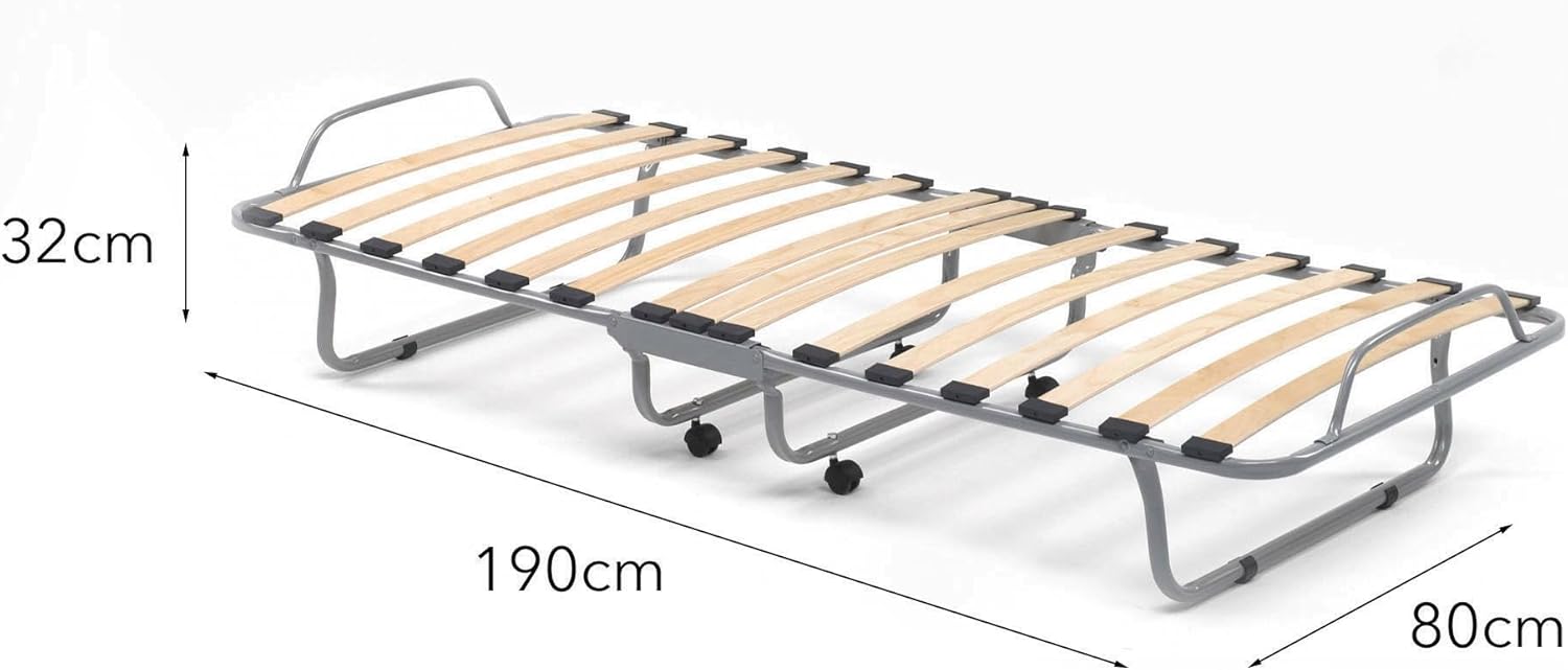 Detalle 2 de Talamo Italia-Letto Priscilla: Brandina singola ortopedica pieghevole, 100% Made in Italy, con materasso 80x190