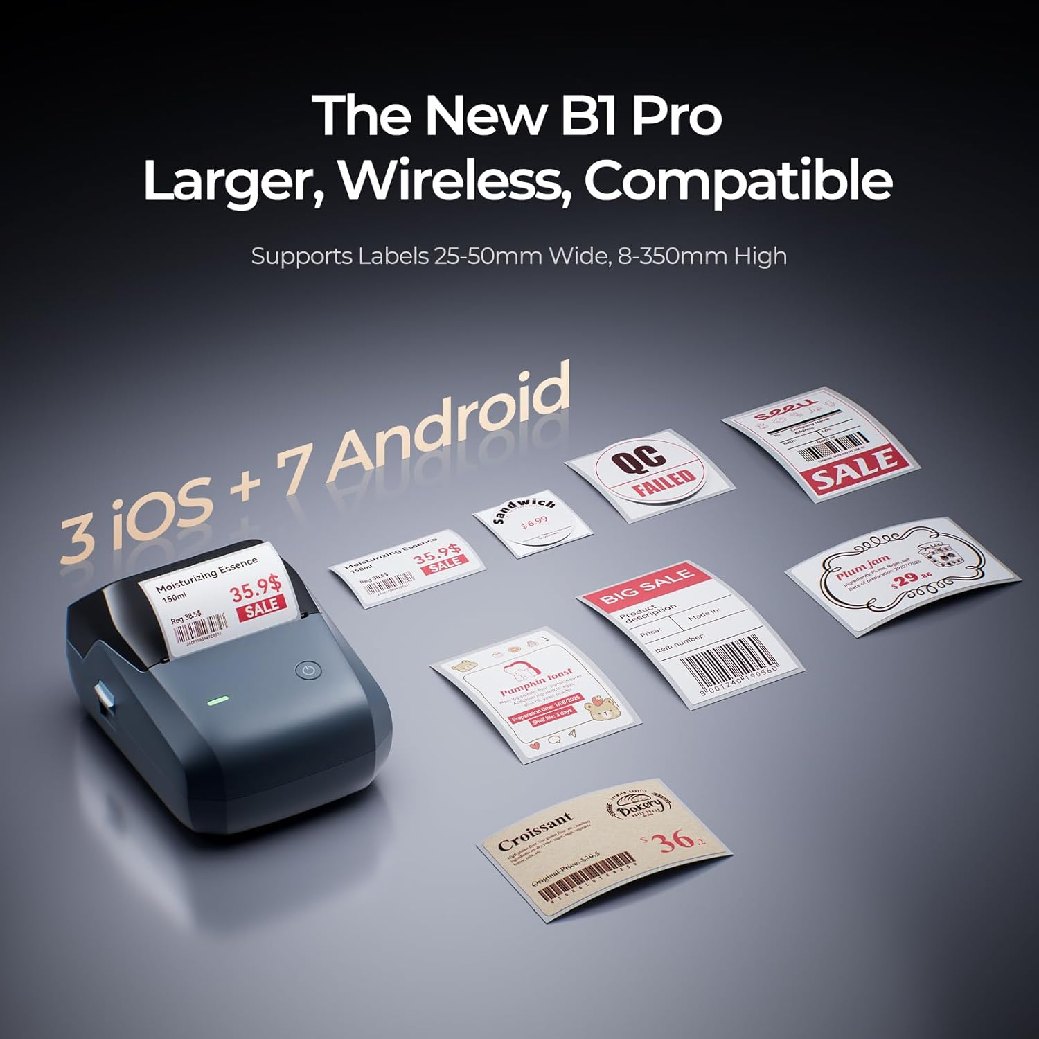 Detalle de NIIMBOT B1 Pro Bluetooth Label Printer: 300 DPI, Red/Black Dual-Colour Printing