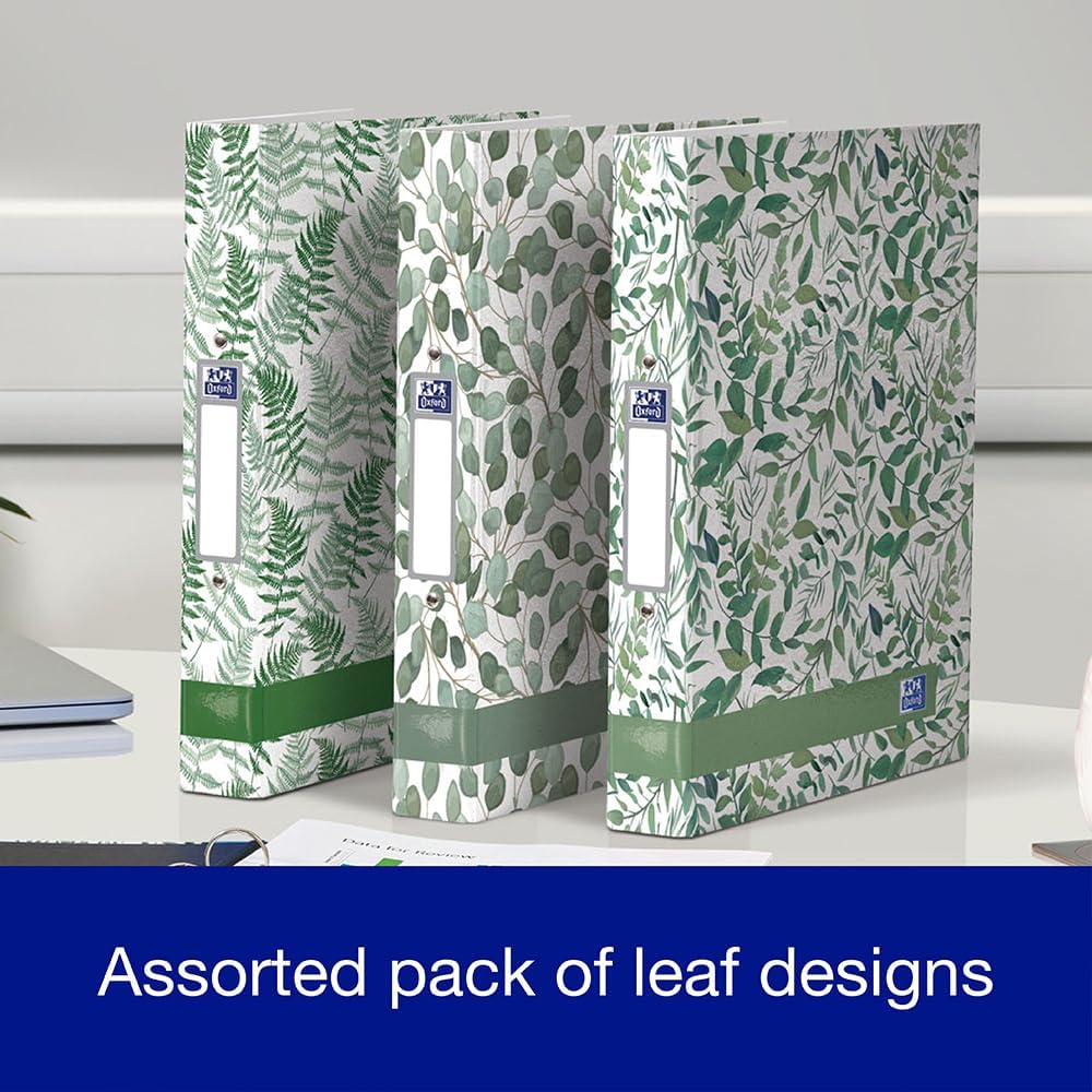 Thumbnail 6 de Oxford A4 Ring Binders with Leaves Pattern (3 Pack) – 40 mm spine, holds up to 250 sheets