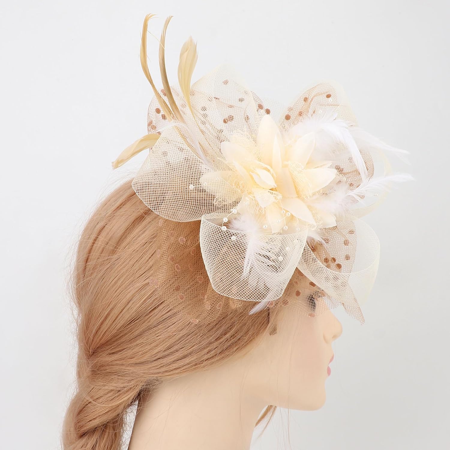 Thumbnail 6 de DRESHOW Fascinators Hut Feder Stirnband – elegante Blumen-Deko für Damen