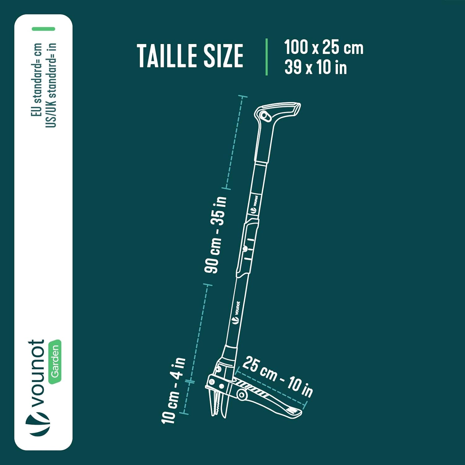 Thumbnail 2 de vounot Désherbeur Manuel Longueur 100 cm en Acier Inoxydable — extraction efficace des mauvaises herbes