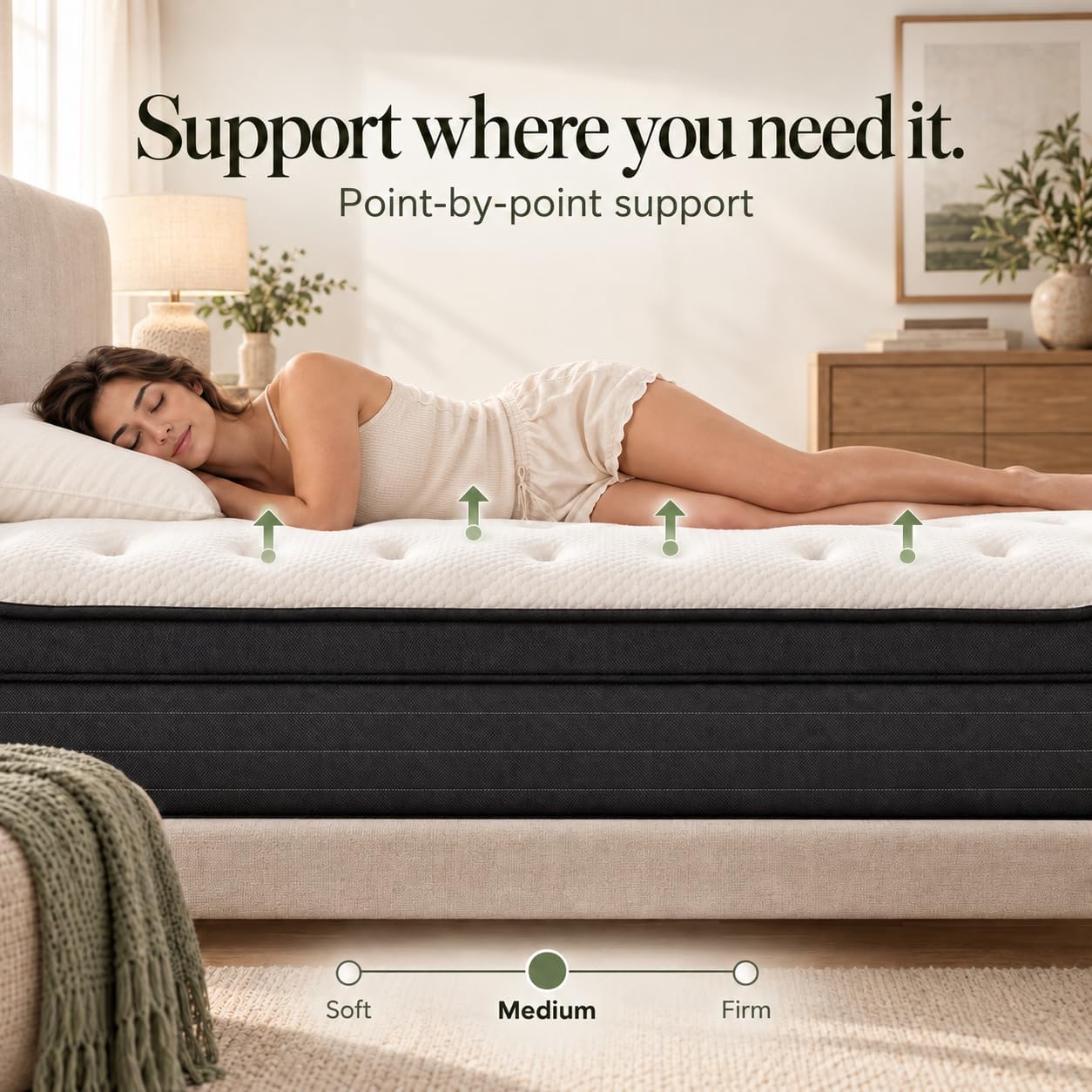 Detalle de Vantto Full Hybrid Mattress, 10-Inch Memory Foam with Pocket Springs