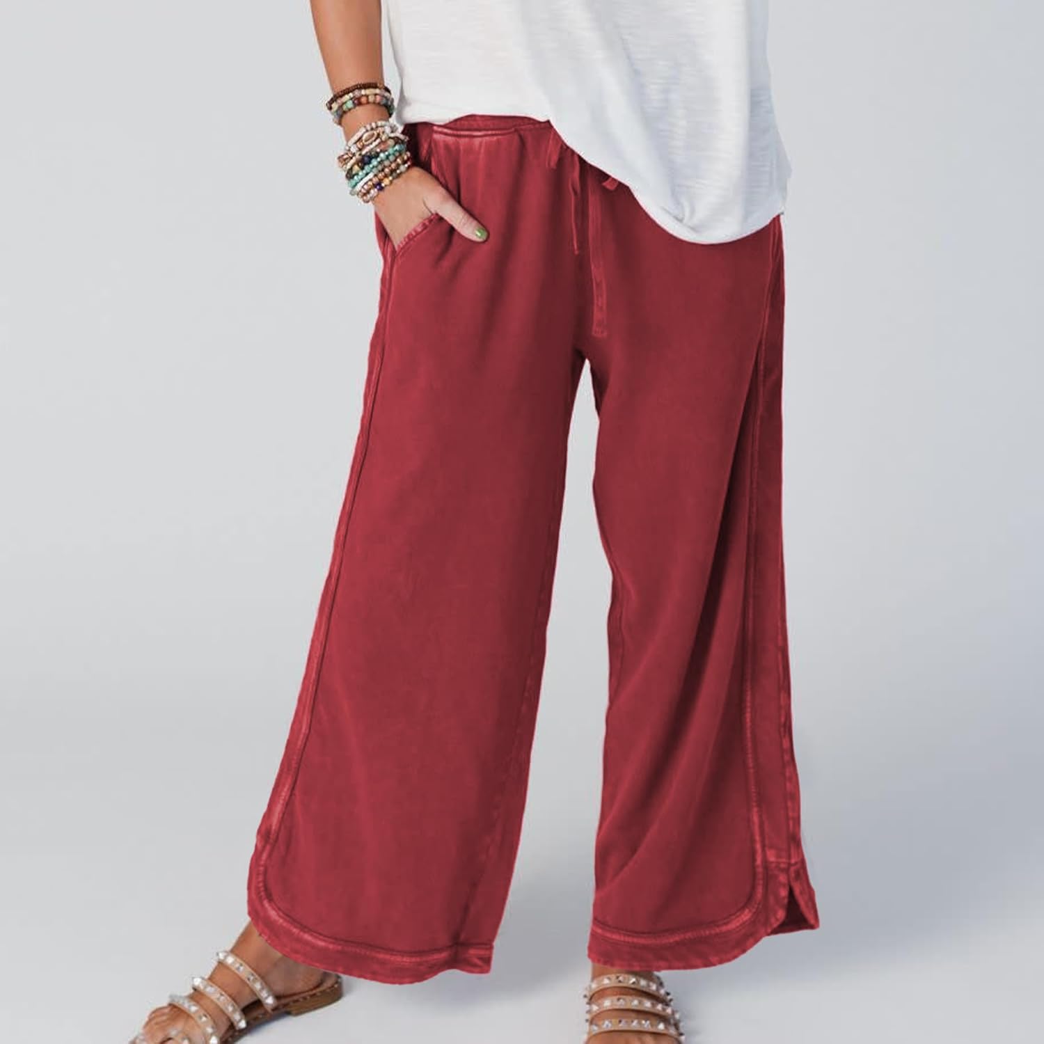 Thumbnail 5 de Hixiaohe Women's Casual Wide Leg Sweatpants — High Waist, Drawstring, Pockets