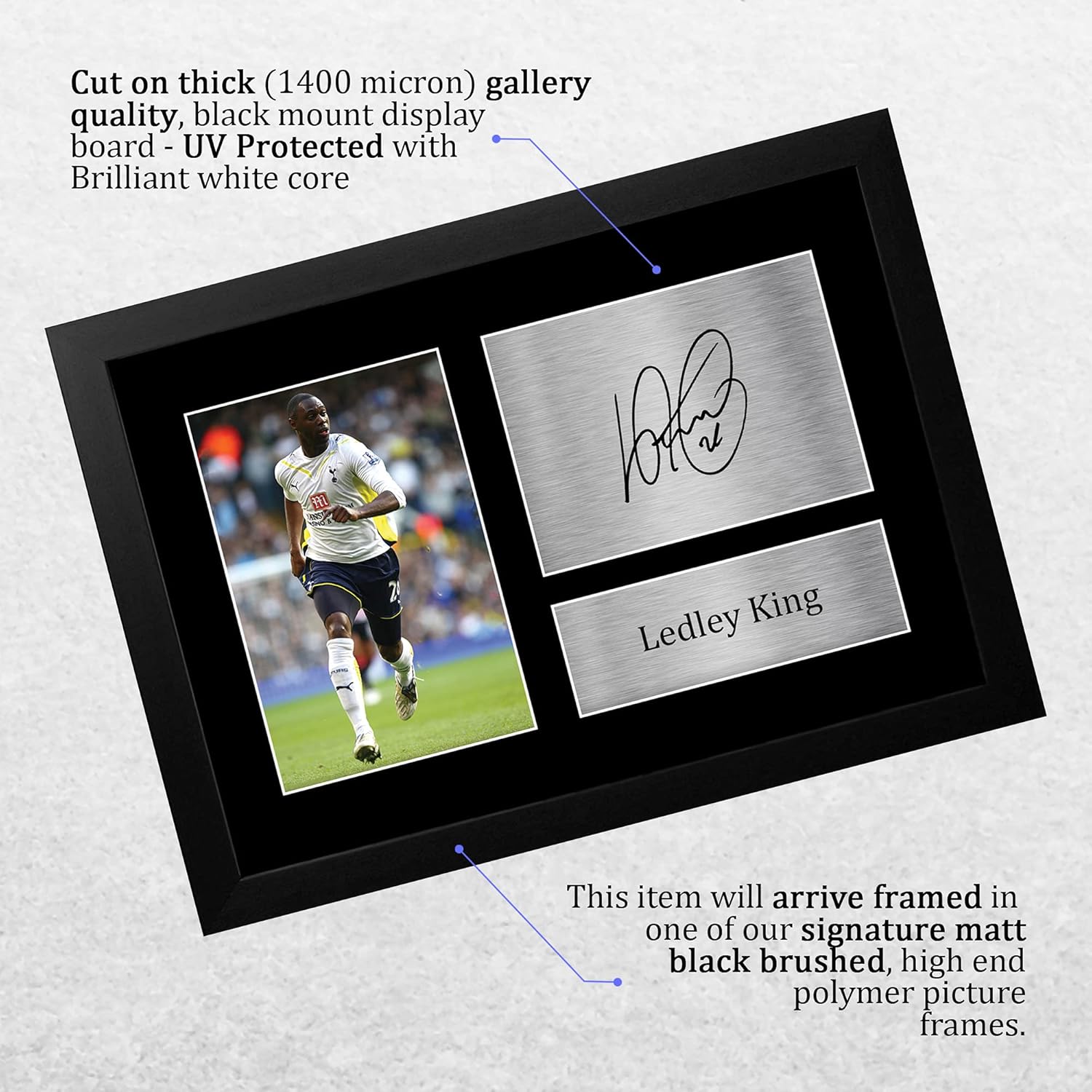 Thumbnail 2 de HWC Trading FR A4 Ledley King Tottenham Hotspurs framed signed autograph picture (A4)
