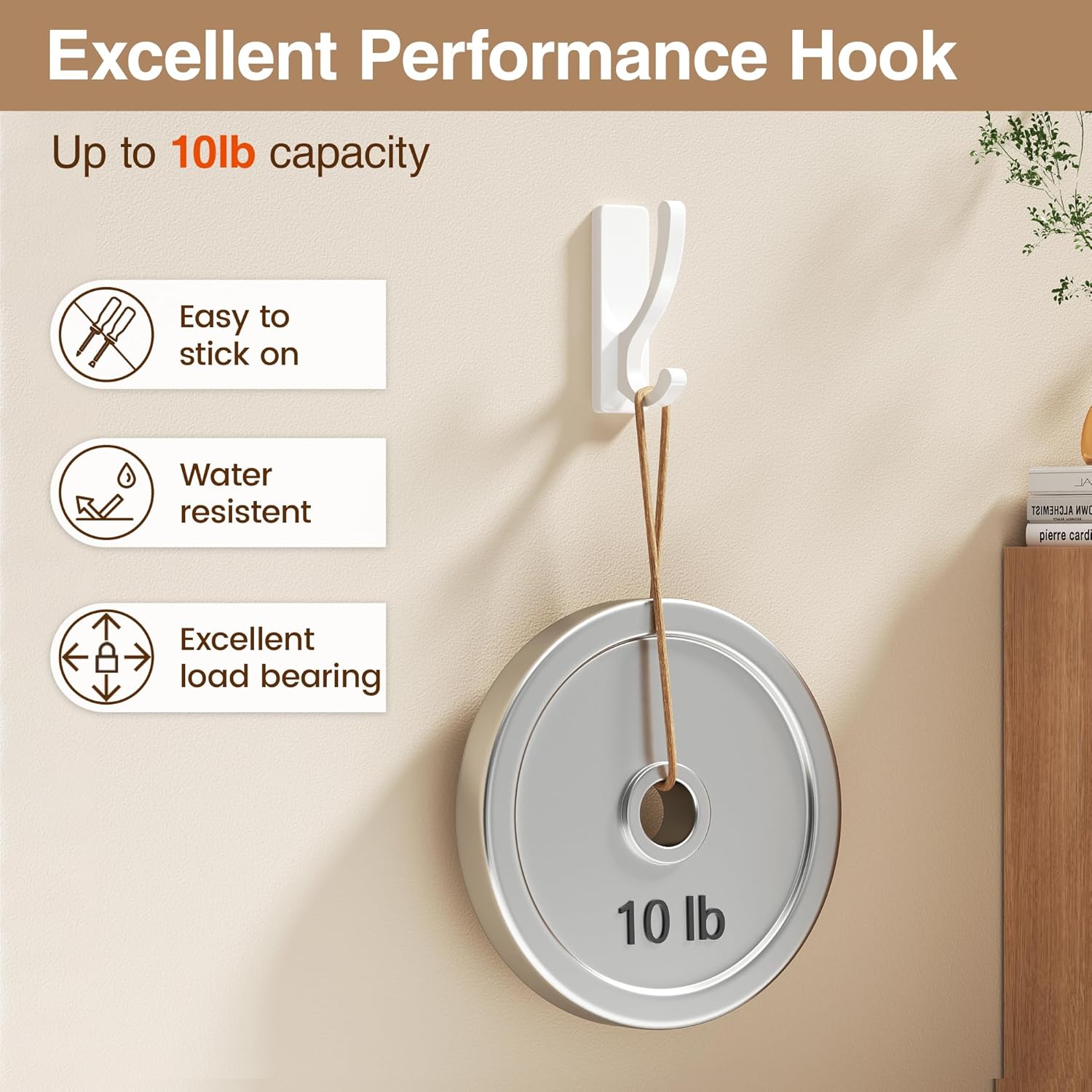 Detalle 1 de pickpiff Adhesive Wall Hooks 13 lb Heavy-Duty Pack of 4 ๐ช