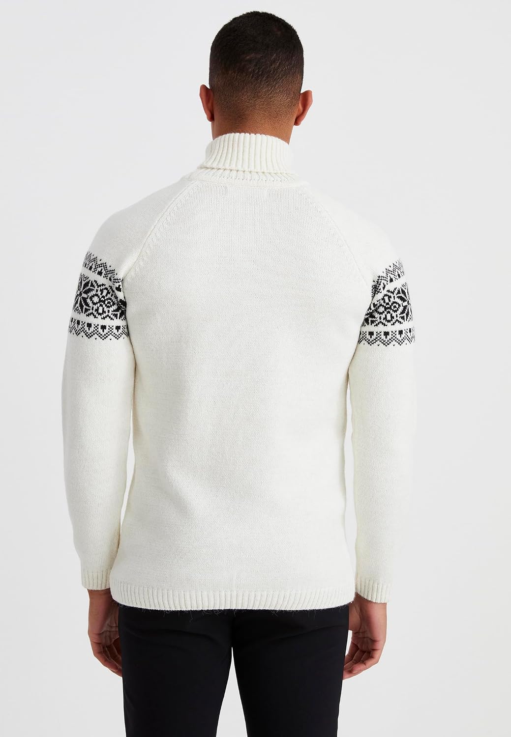 Detalle de Leif Nelson Pull à col roulé pour homme – Pull norvégien en tricot