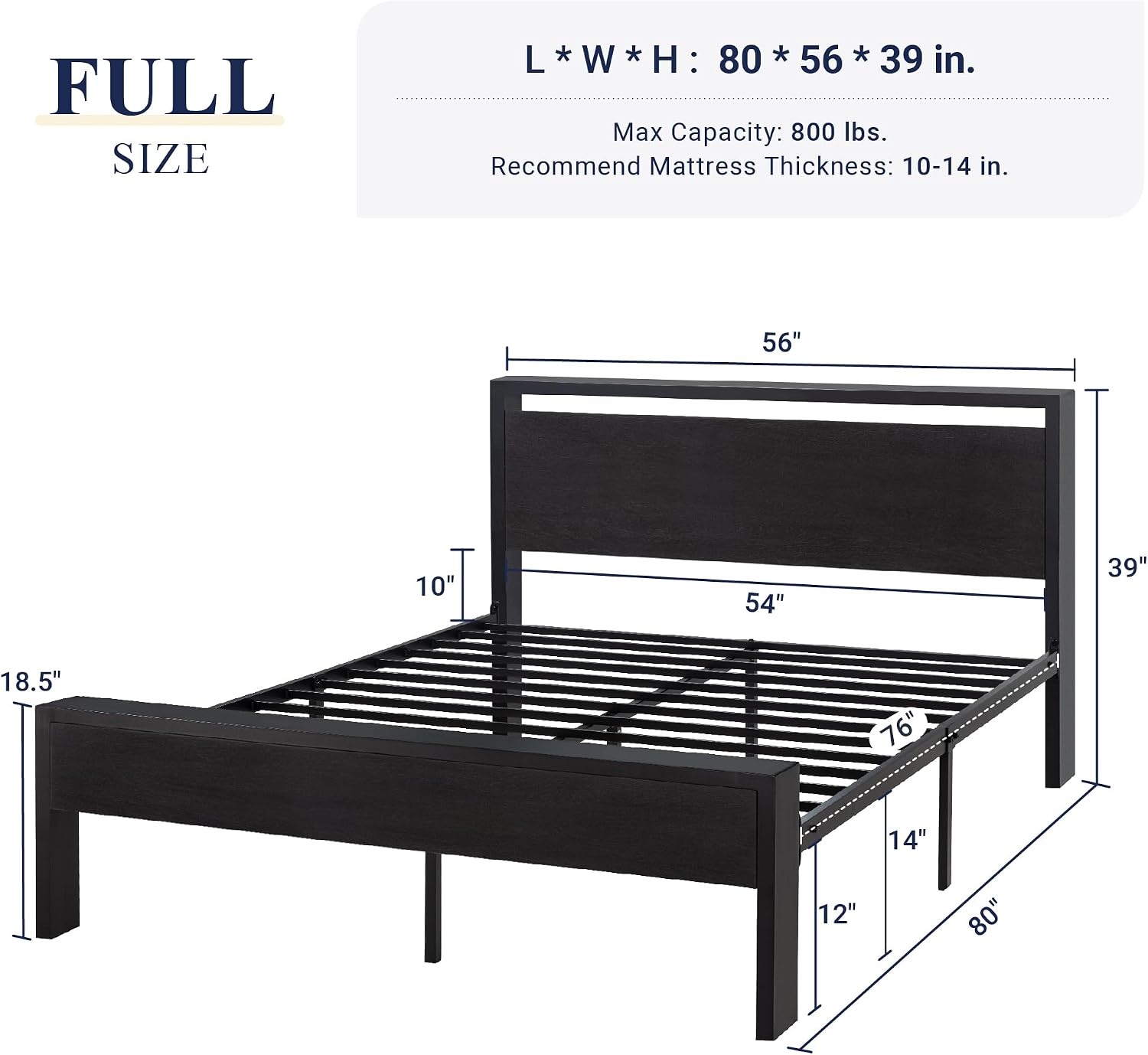 Detalle 2 de Allewie Full Size Bed Frame