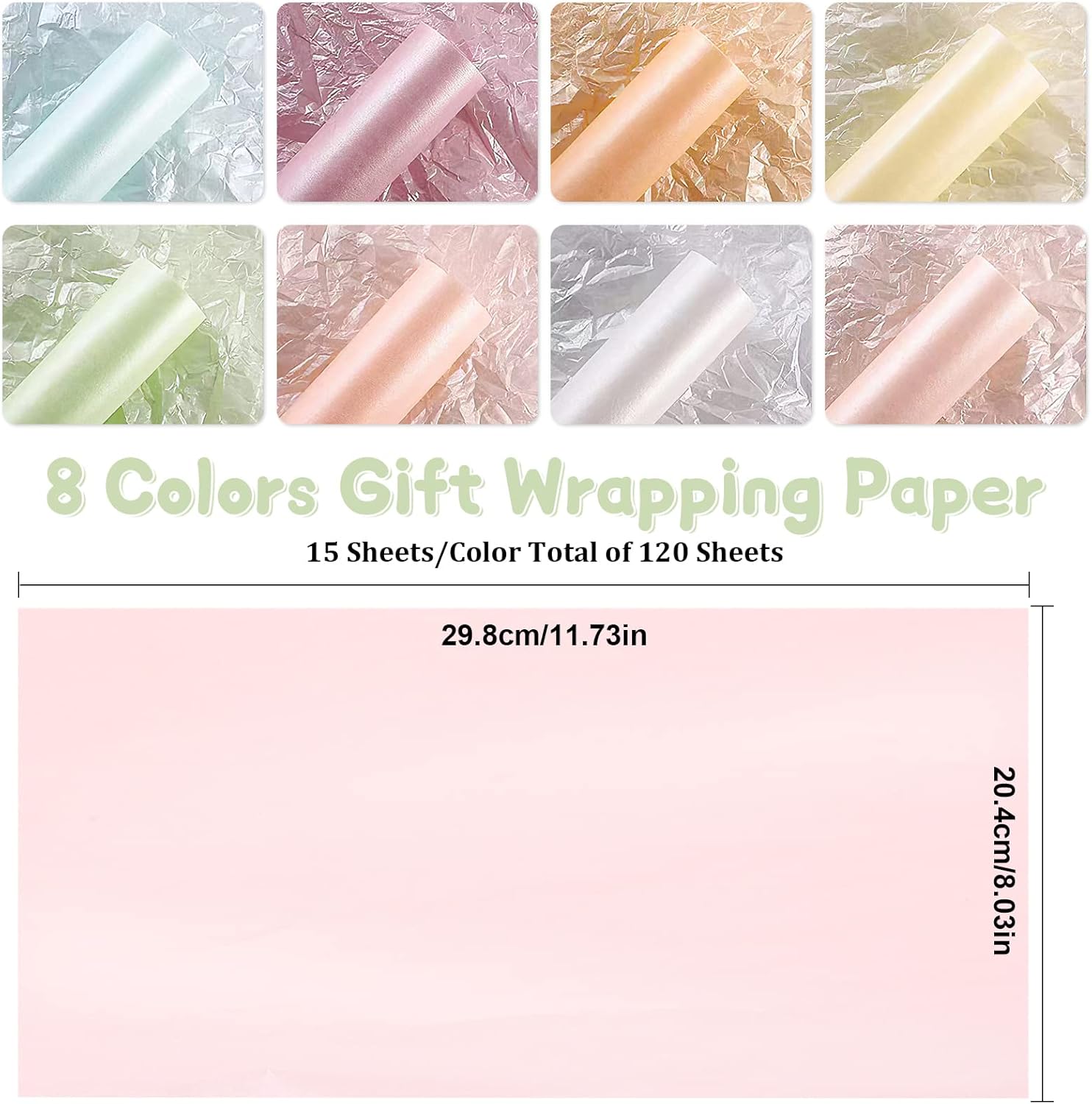 Thumbnail 1 de Metallic Seidenpapier Set – 120 Blatt Seidenpapier bunt (29,8 x 20,4 cm) in 8 Farben
