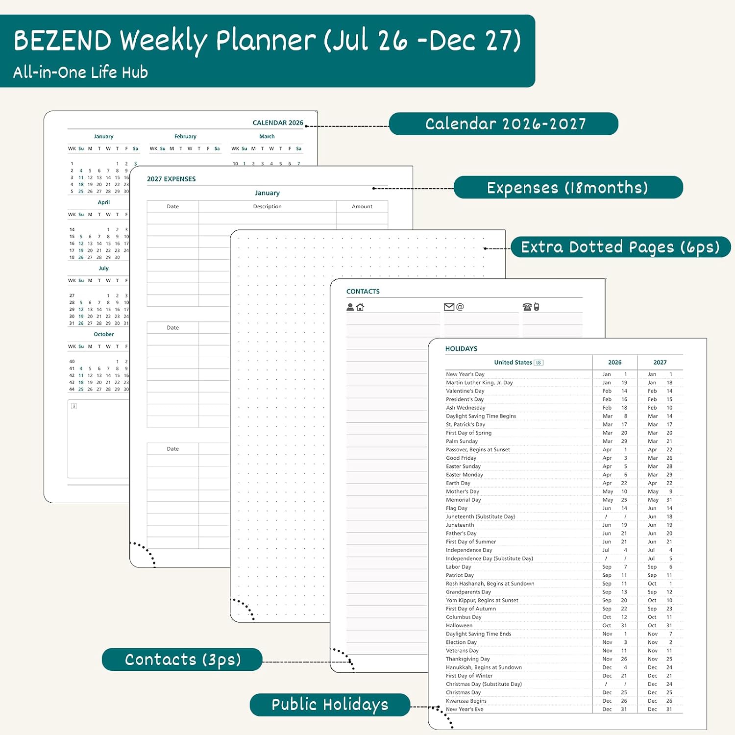 Thumbnail 3 de BEZEND weekly and monthly planner, 18-month