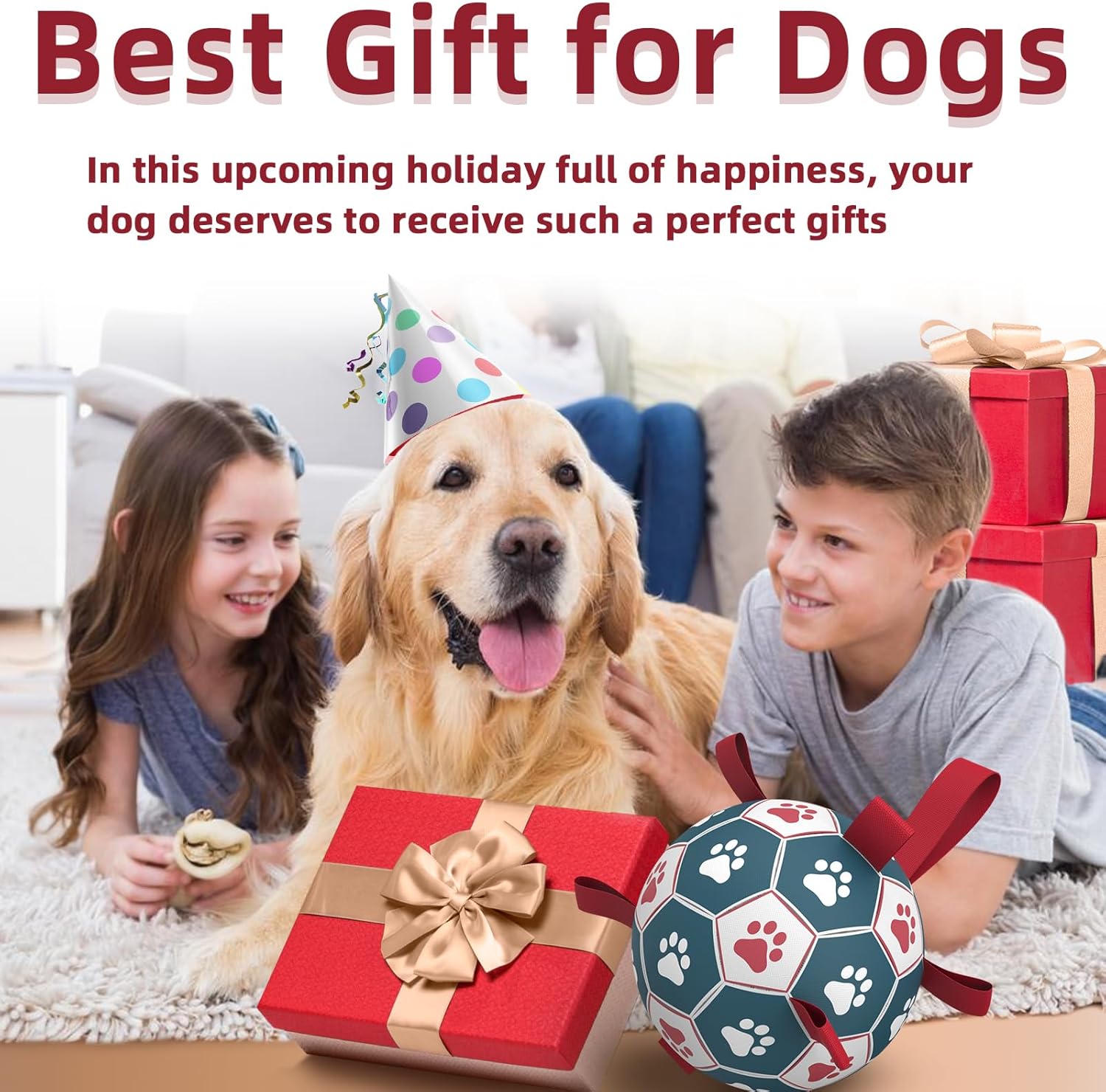 Thumbnail 6 de HETOO Dog Toys Extra Large Football with Straps (9 Inch) – Durable Interactive Tug & Fetch Toy for Large Dogs