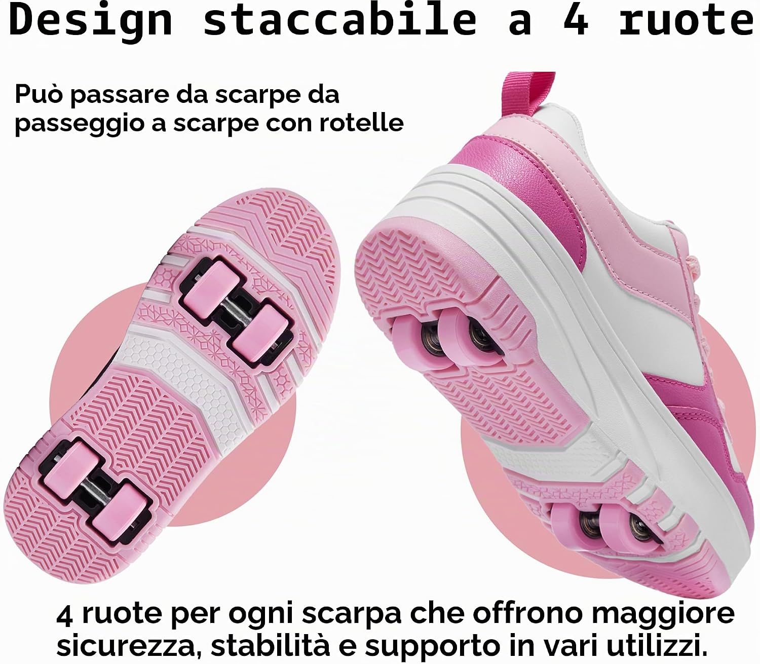 Detalle 2 de ANEFUN Scarpe da pattinaggio a rotelle per bambini con ruote staccabili