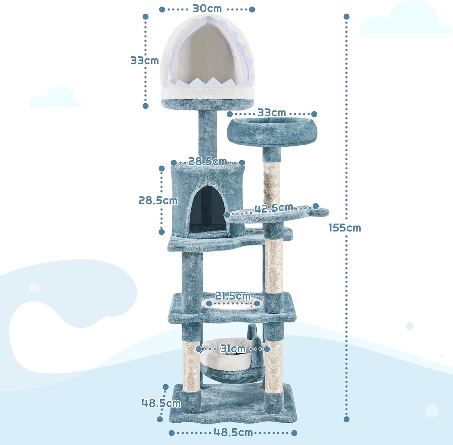 Detalle 2 de Yaheetech Meer Katzenbaum 155 cm mit Höhle