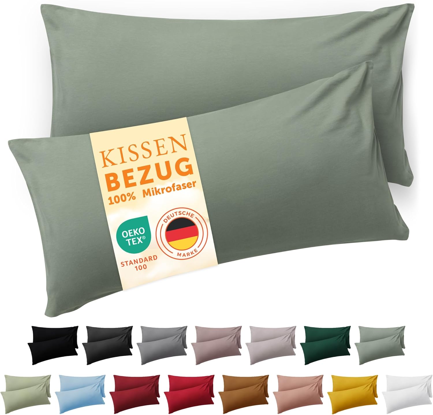 Detalle de Blumtal Kissenbezug 40 x 60 cm (2er-Pack) – 100% Mikrofaser, Oeko-TEX geprüft, fusselfrei & waschmaschinenfest