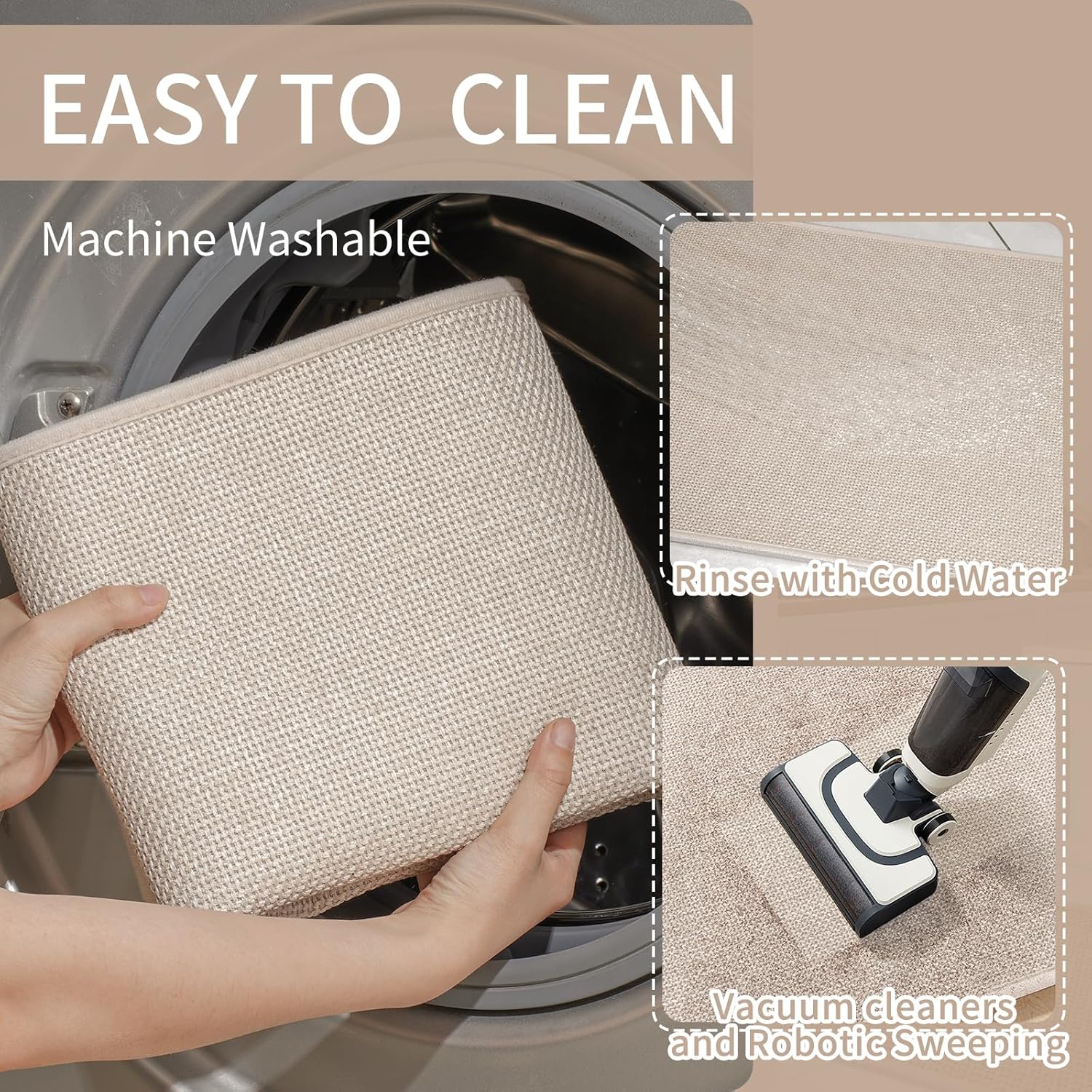 Thumbnail 3 de YDKGL Kitchen Mats for Floor (17x30) – Super Absorbent, Non-Slip, Washable, Imitation Linen Runner