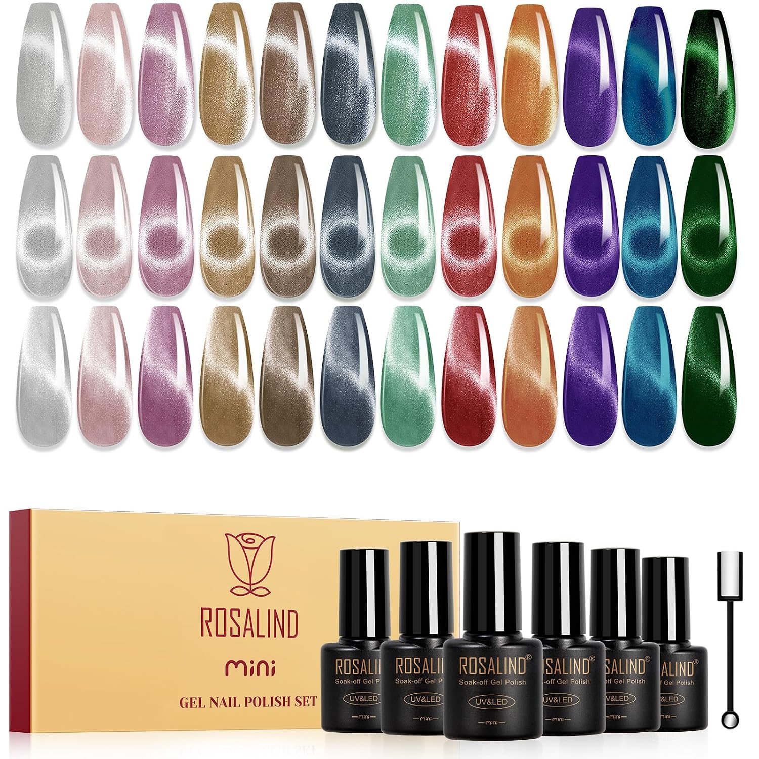 Detalle de ROSALIND Cat Eye Gel Polish 12-Shade Set
