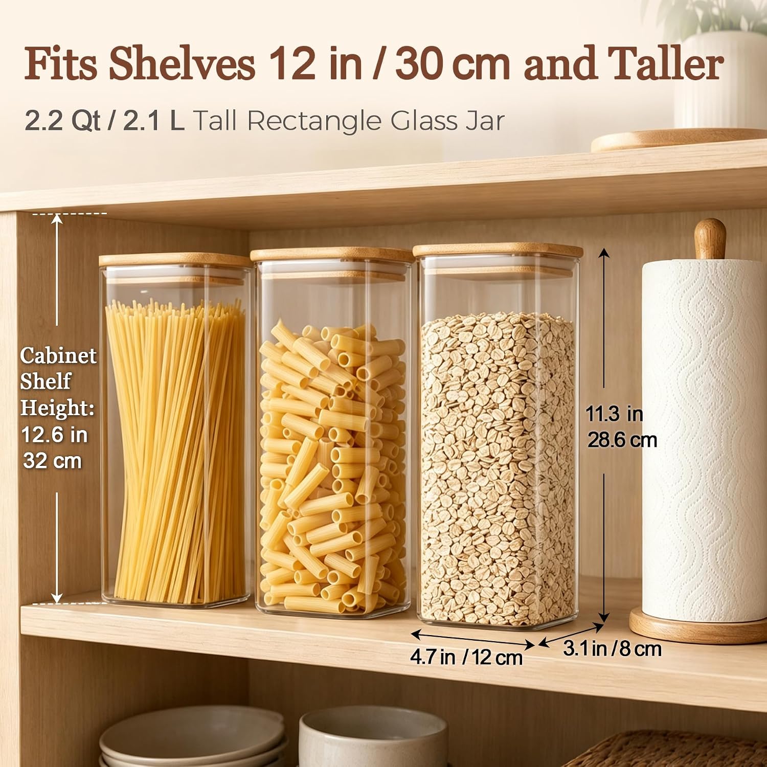 Thumbnail 2 de ComSaf 2.2 Qt Rectangle Glass Storage Containers with Lids: A Practical Pantry Duo