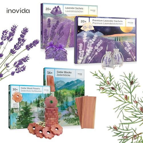 Detalle de Inovida Lavendel Duftsäckchen Kleiderschrank – 20x getrockneter Lavendel, Mottenabwehr & Duft