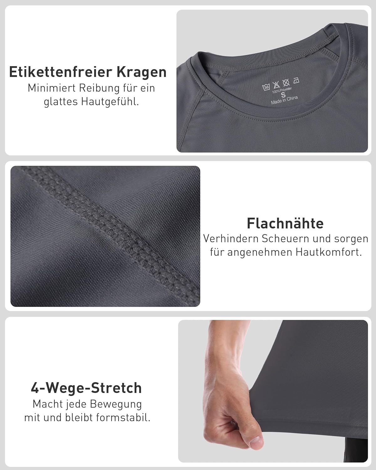 Detalle de Roadbox Herren Kurzarm Rashguard mit UV-Schutz UPF 50+ – Schnelltrocknend, atmungsaktiv und vielseitig