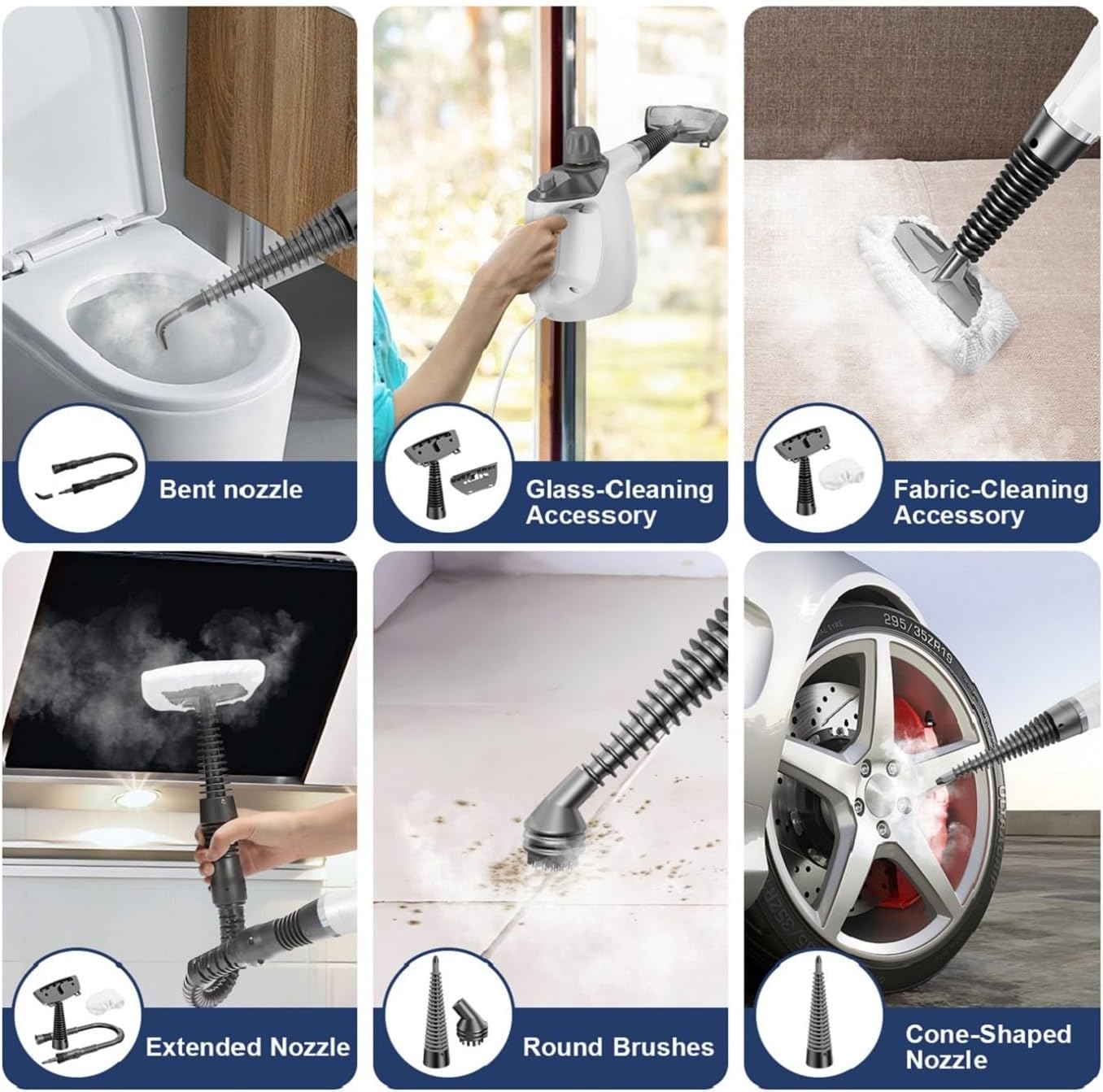Thumbnail 5 de TICYACK Handheld Steam Cleaner: 500ML Tank, 16 Accessories, Chemical-Free Deep Cleaning