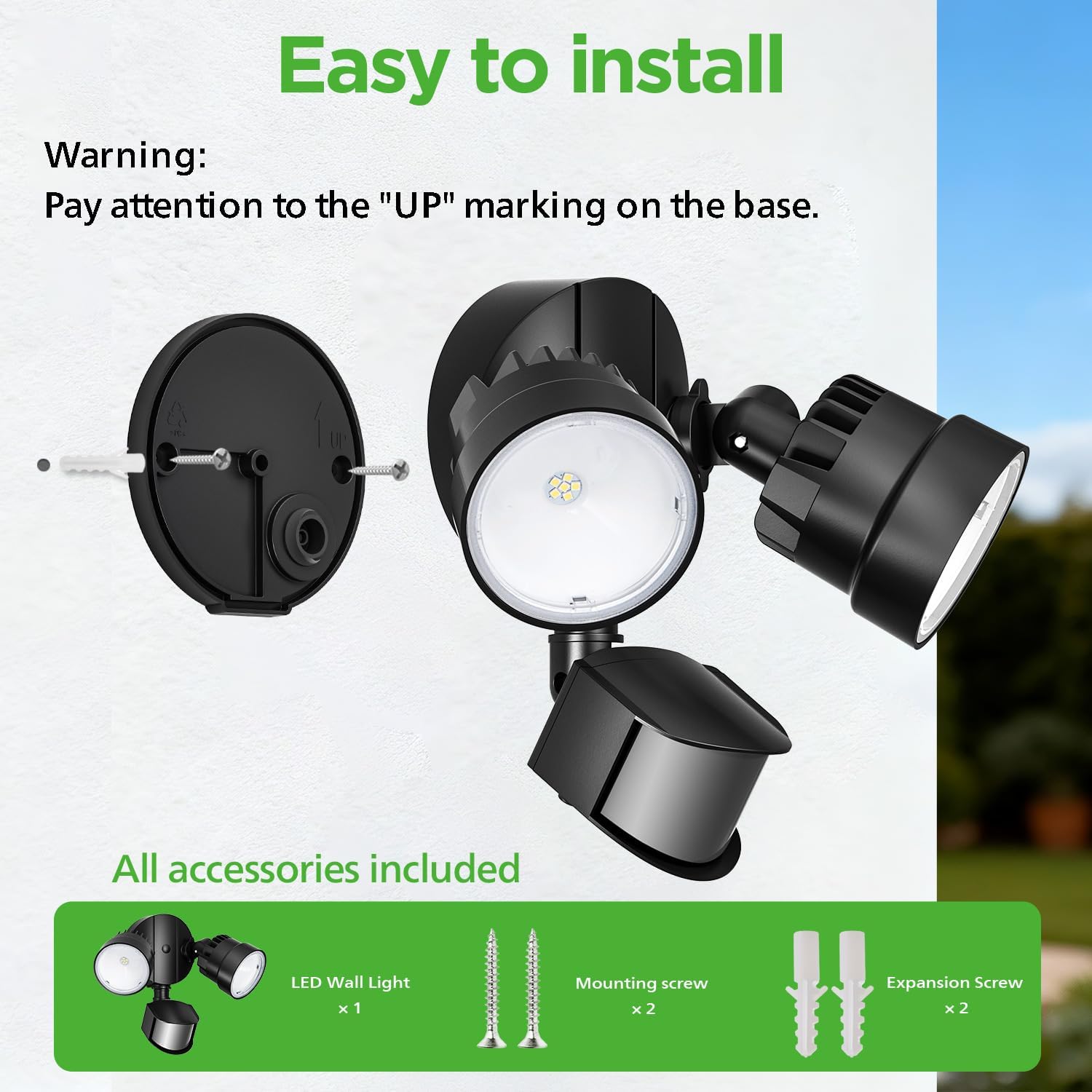 Thumbnail 5 de LUTEC Shrimp 12W PIR LED Security Light, 1250LM, 5000K – Twin-Head Outdoor Wall Light