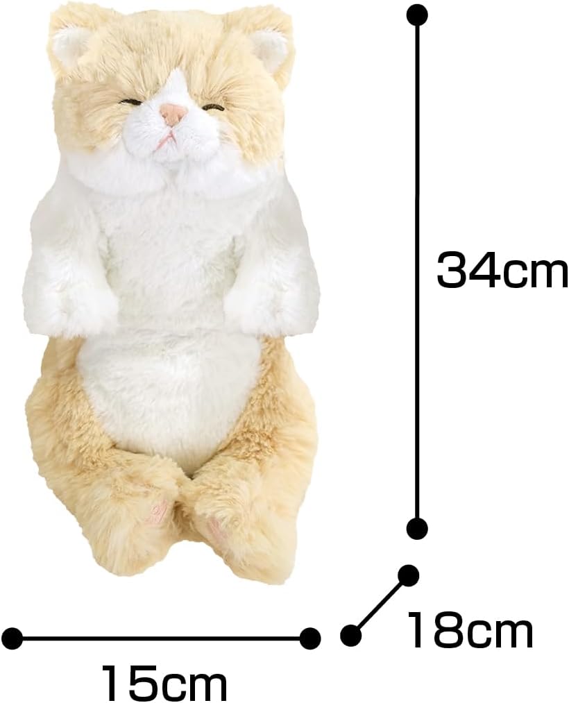 Thumbnail 1 de サンレモン ひざねこ すやすや S P-1383 クリーム ぬいぐるみ 15×18×34cm