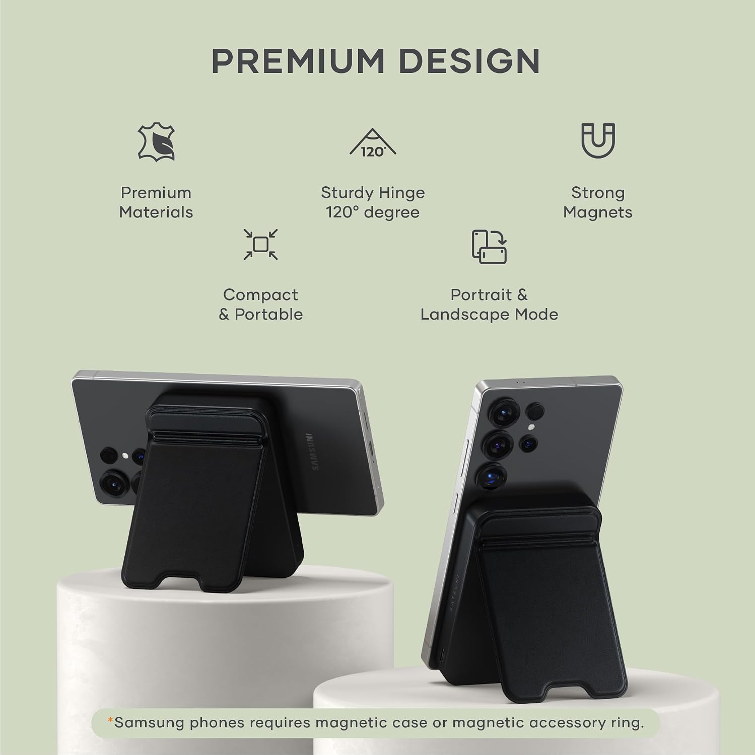 Detalle de SATECHI OntheGo™ Batterie Externe MagSafe 10000 mAh Qi2 avec support pliable (15 W) — Noir