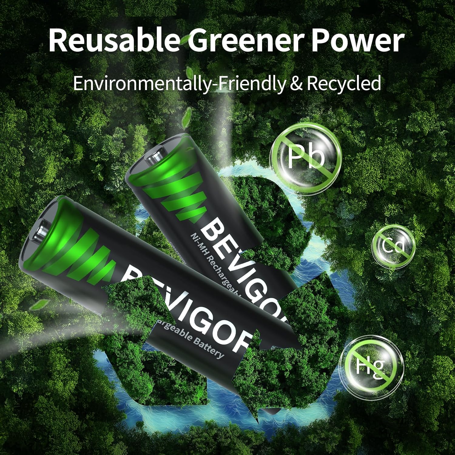 Detalle de BEVIGOR AA 2800mAh rechargeable pack