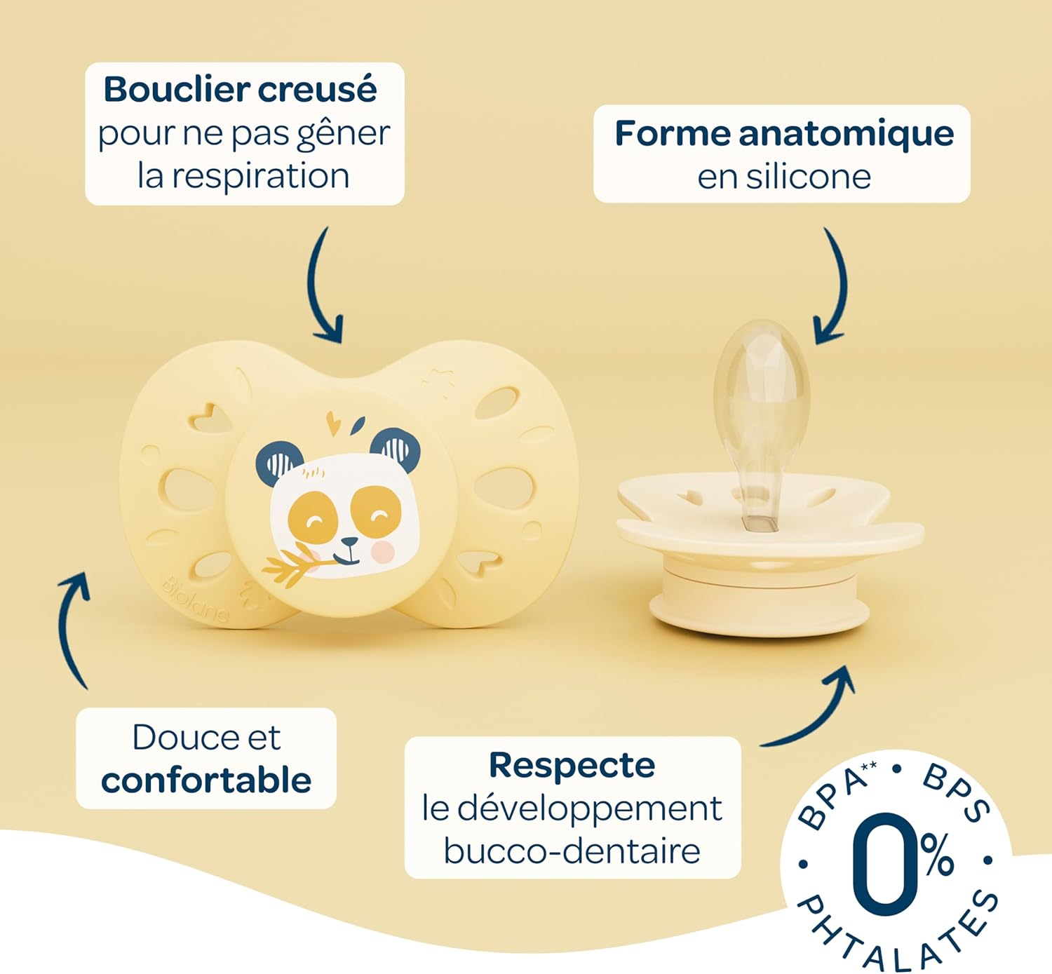 Thumbnail 3 de Biolane – Tétines anatomiques animaux, sucettes extra-fines (18 mois et +), jaune bicolore