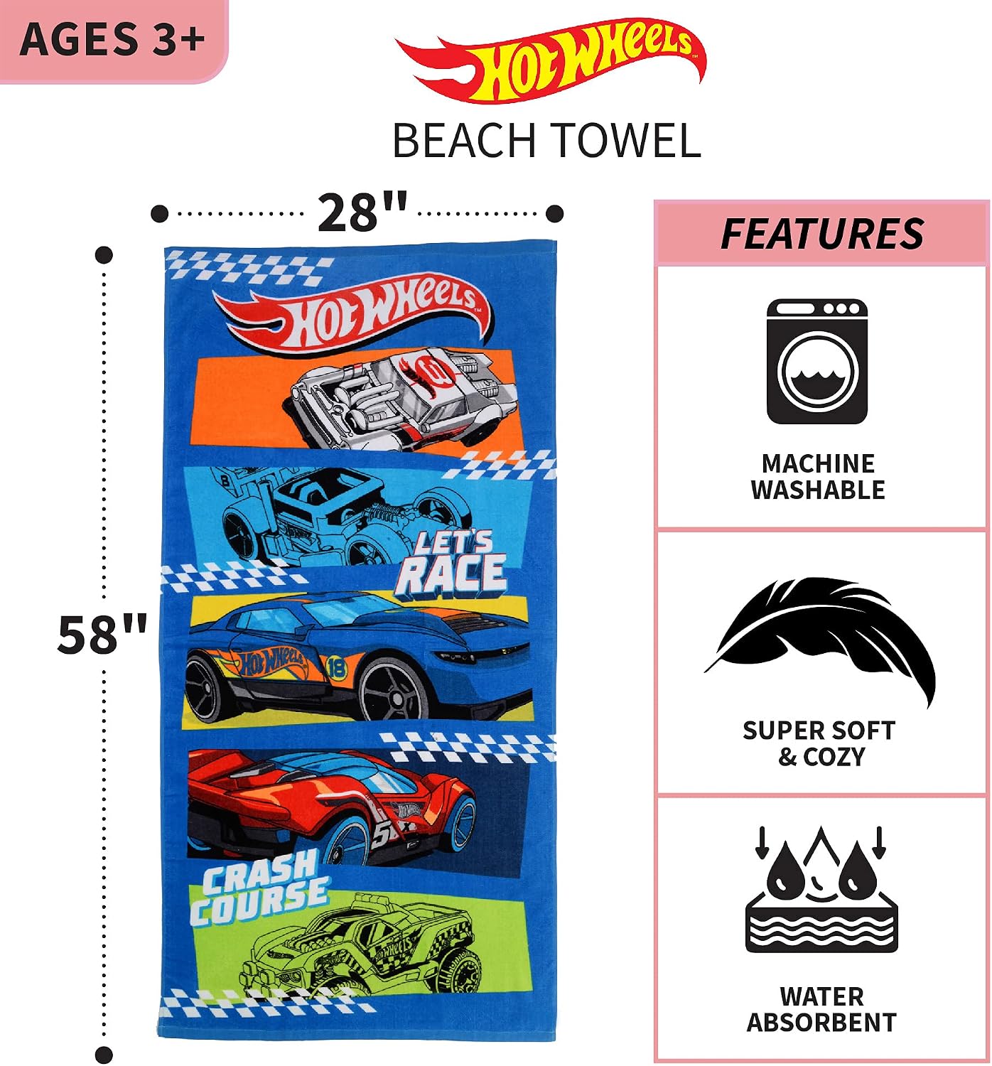 Detalle 1 de Franco Kids Cotton Beach Towel, 58 x 28 In