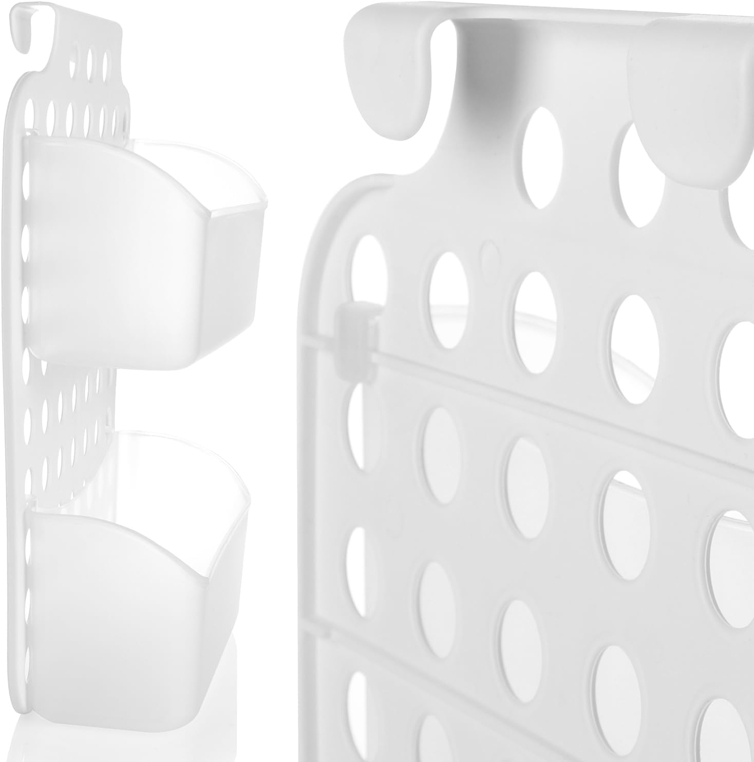 Detalle de com-four Panier de douche à 2 compartiments avec support et crochets – étagère douche blanche