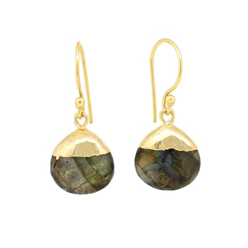 Detalle de GEMPIRES Labradorite Teardrop Dangle Earrings, Brownish Golden